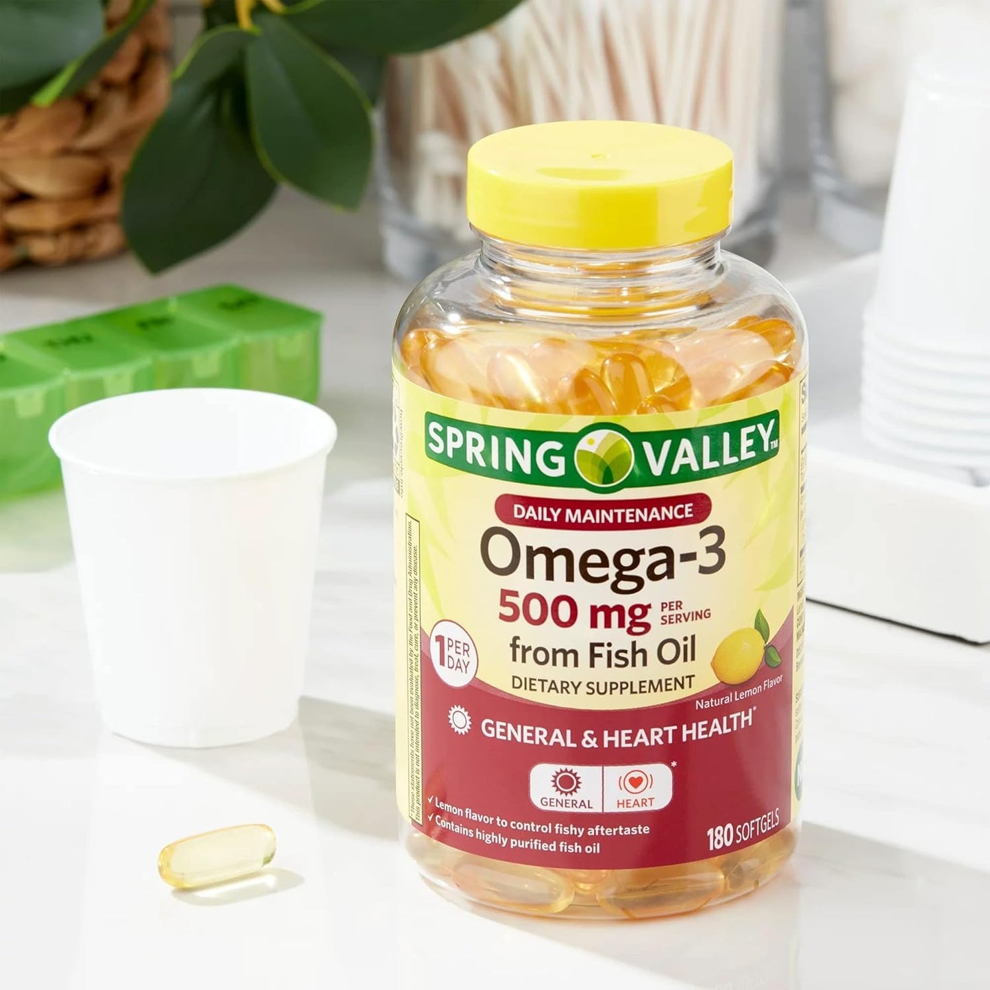 BASKETGOODS Omega-3 500 mg Fish Oil Softgel 180 Count