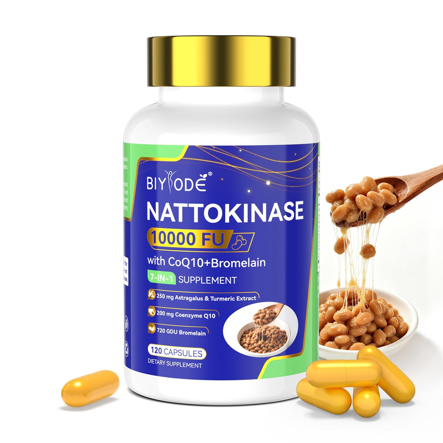 BIYODE Nattokinase 10000 FU Capsules, 120 Count