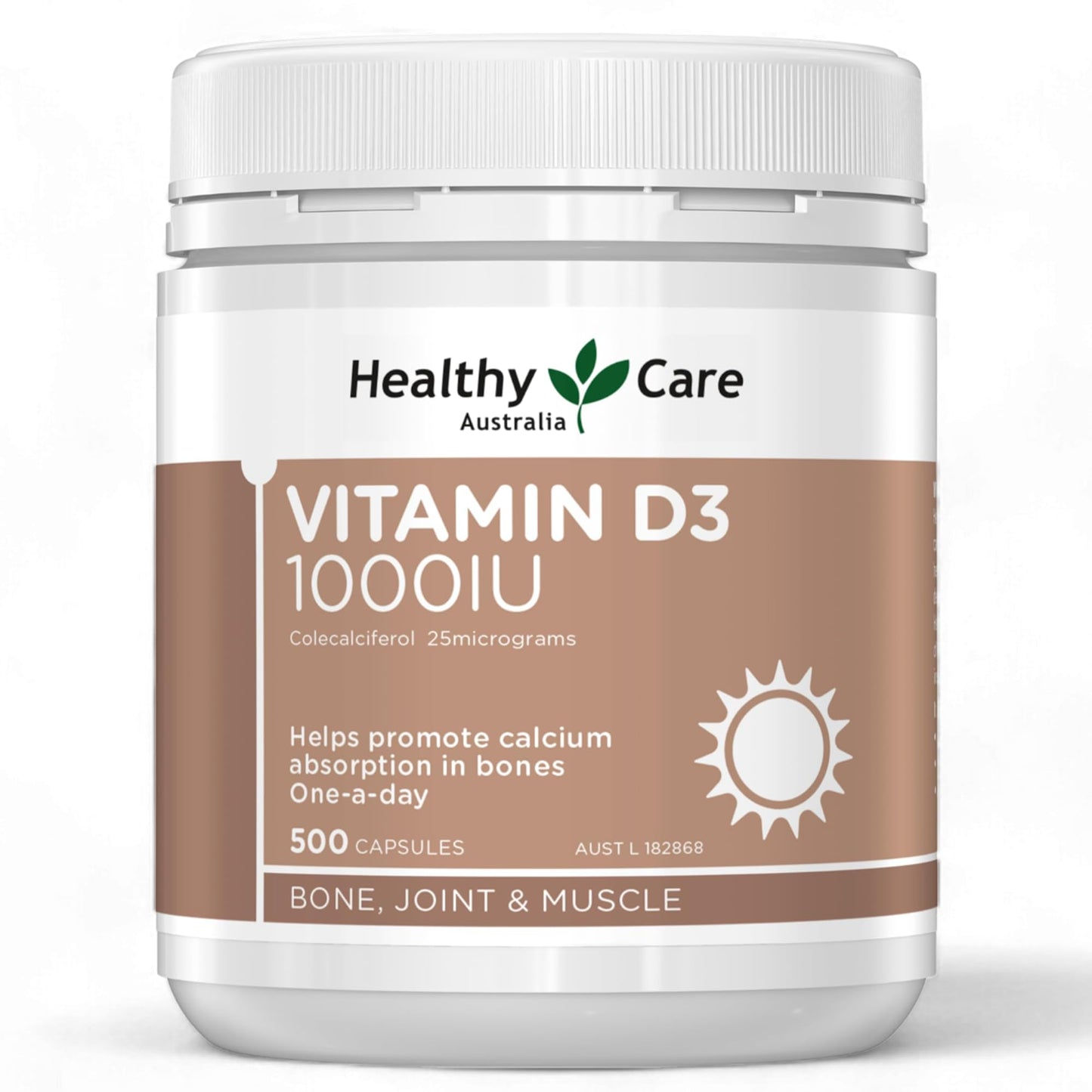 Healthy Care Vitamin D3 1000IU Capsules 500 Count