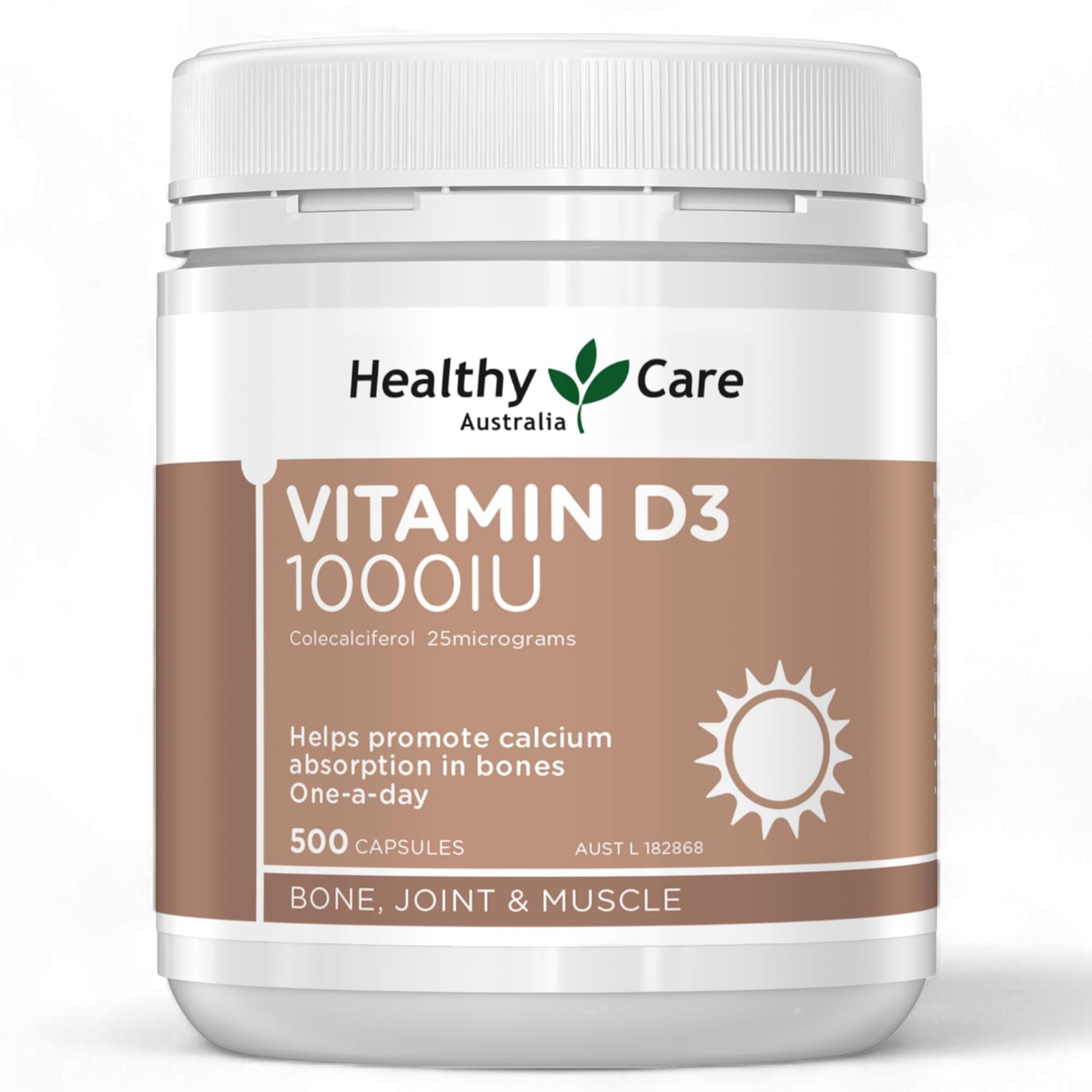 Healthy Care Vitamin D3 1000IU Capsules 500 Count