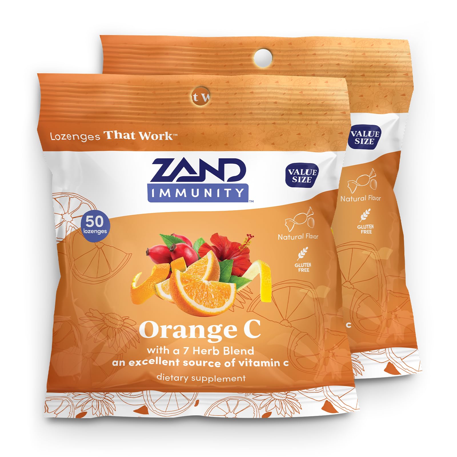 ZAND Immunity Orange C Vitamin C Throat Lozenges, 50 Count