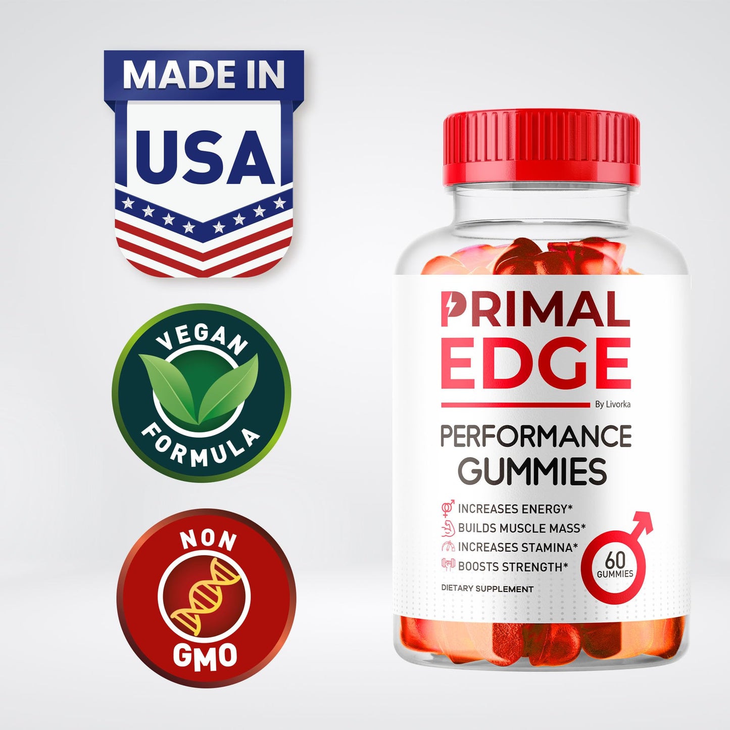 LIVORKA Primal Edge Mens Gummies, 60 Count