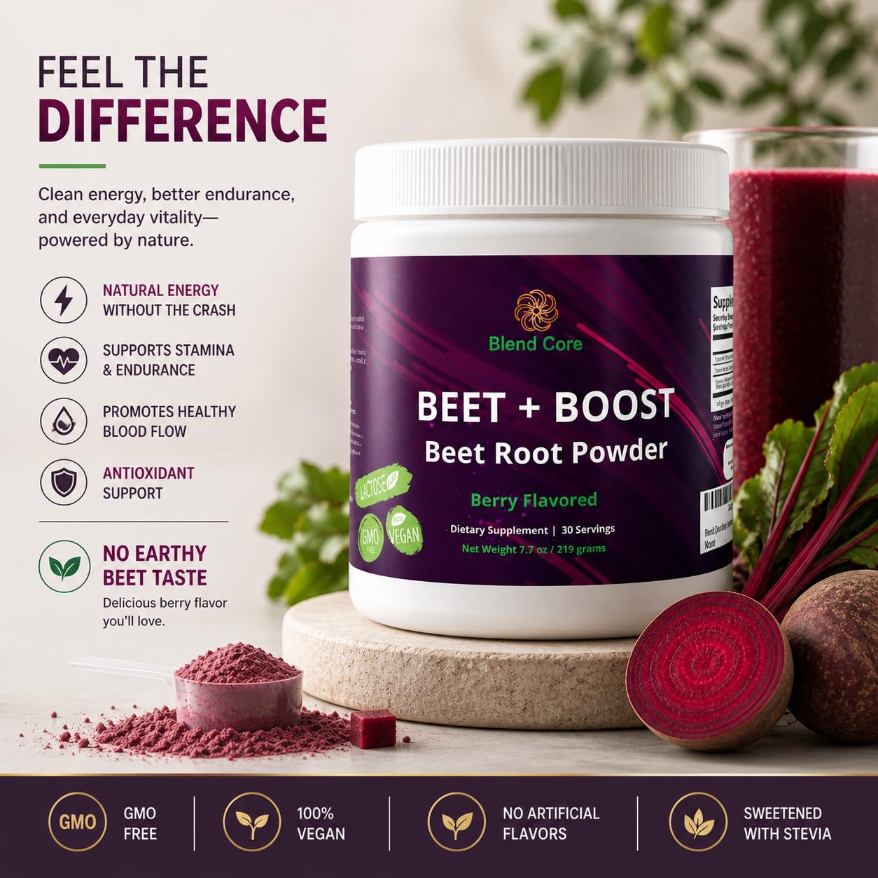 Blend Core Beet + Boost Organic Beet Root Powder, 7.7 oz