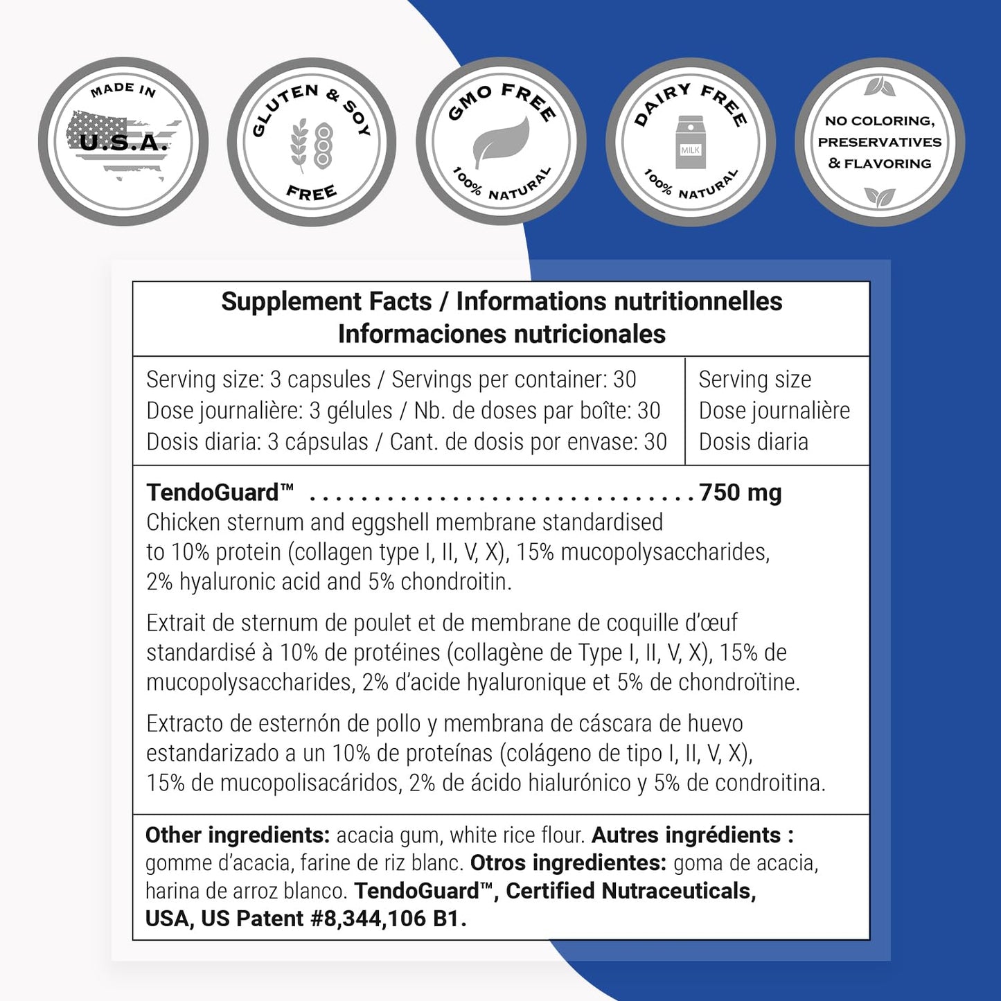 Supersmart Tendo-Fix 750 mg Per Day Collagen Capsules, 90 Capsules