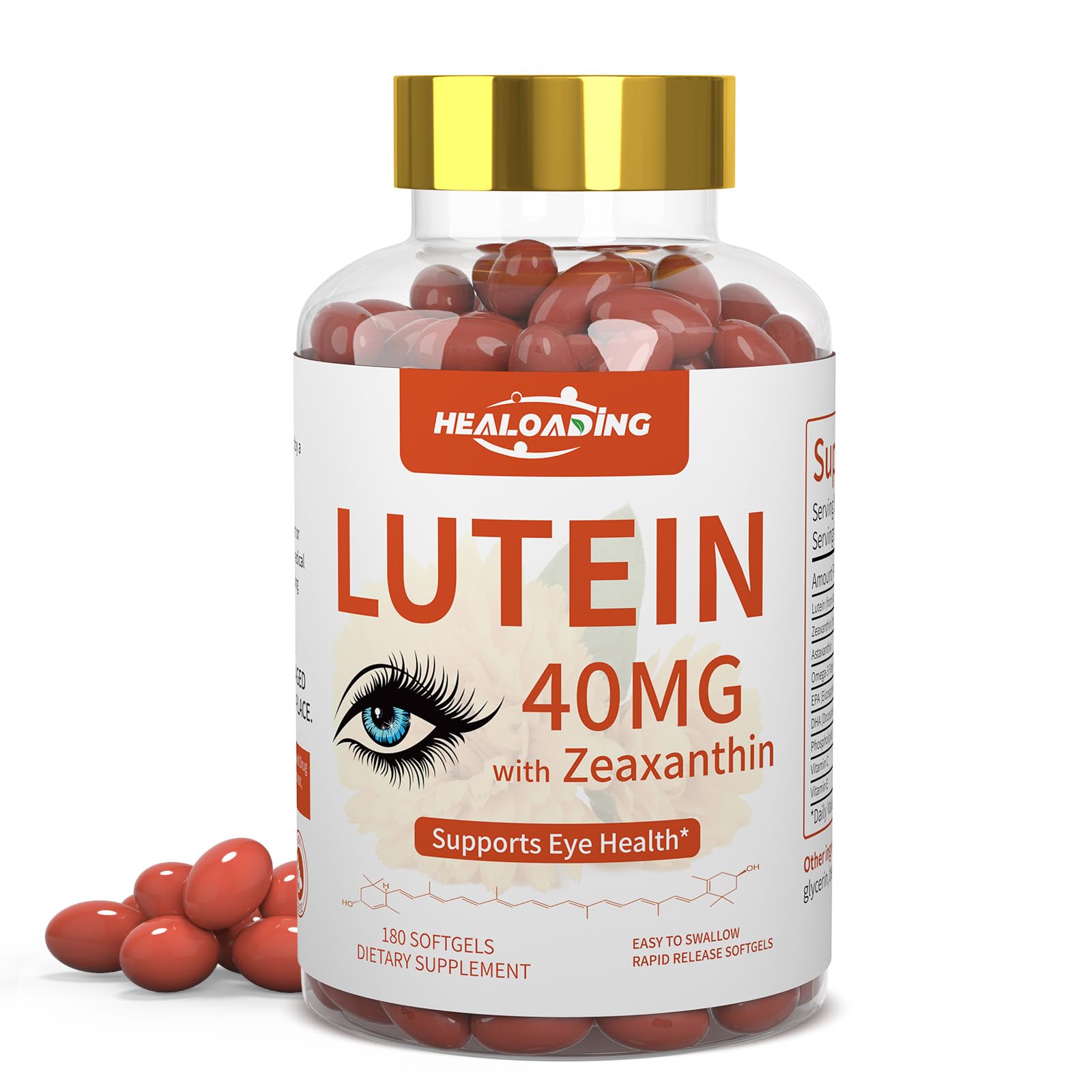 HEALOADING Lutein and Zeaxanthin Supplement Softgels 180 Count