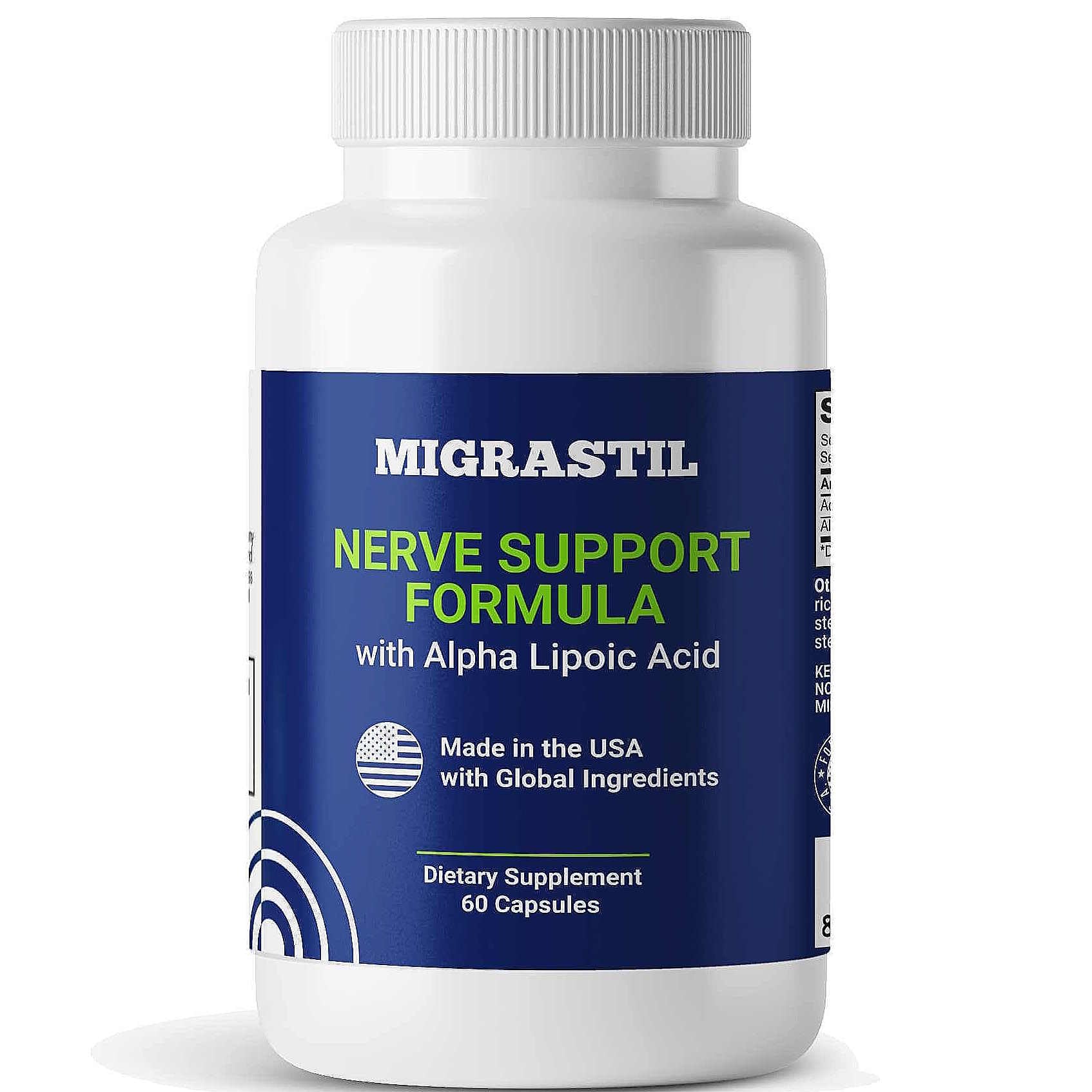 MIGRASTIL Nerve Support with Acetyl L-Carnitine & Alpha Lipoic Acid Capsules, 60 Count
