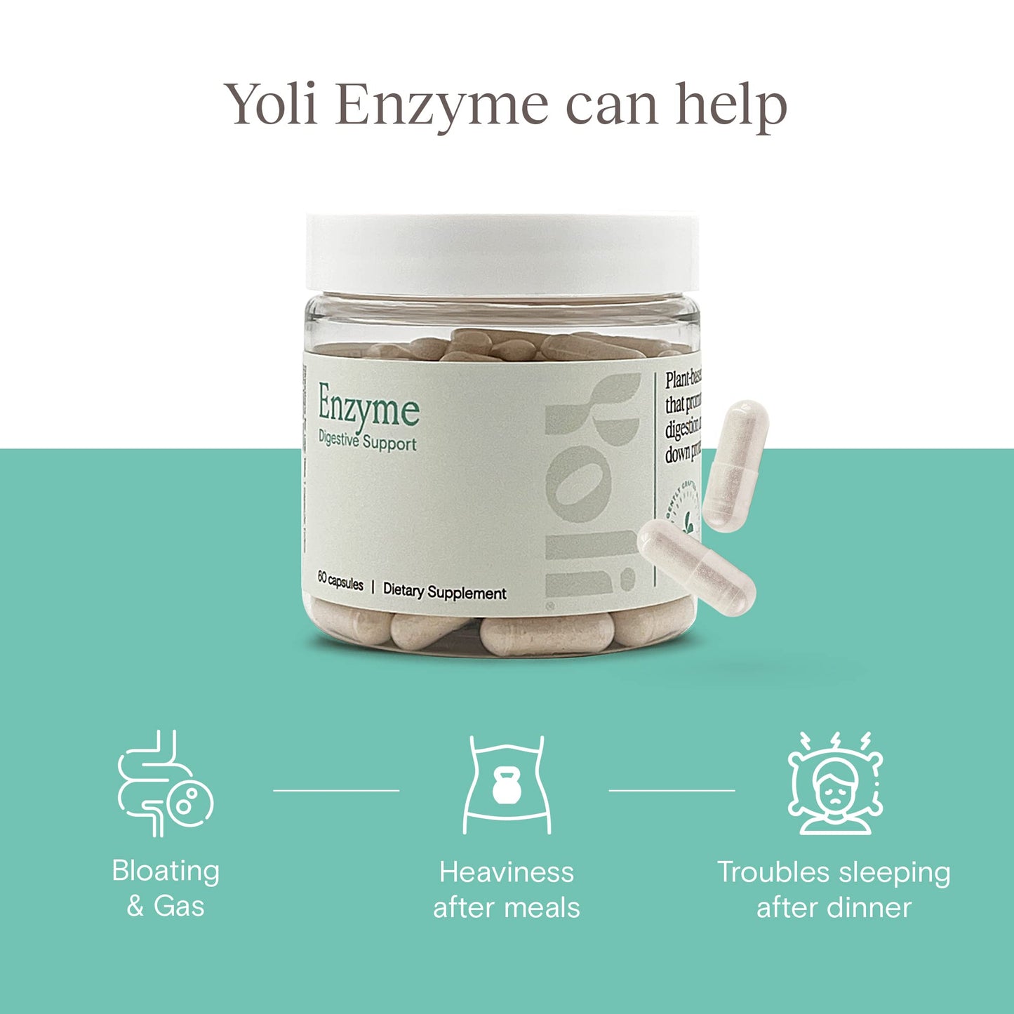 Yoli Enzyme Digestive Enzymes for Gut Health, Men and Women, Capsules, 60