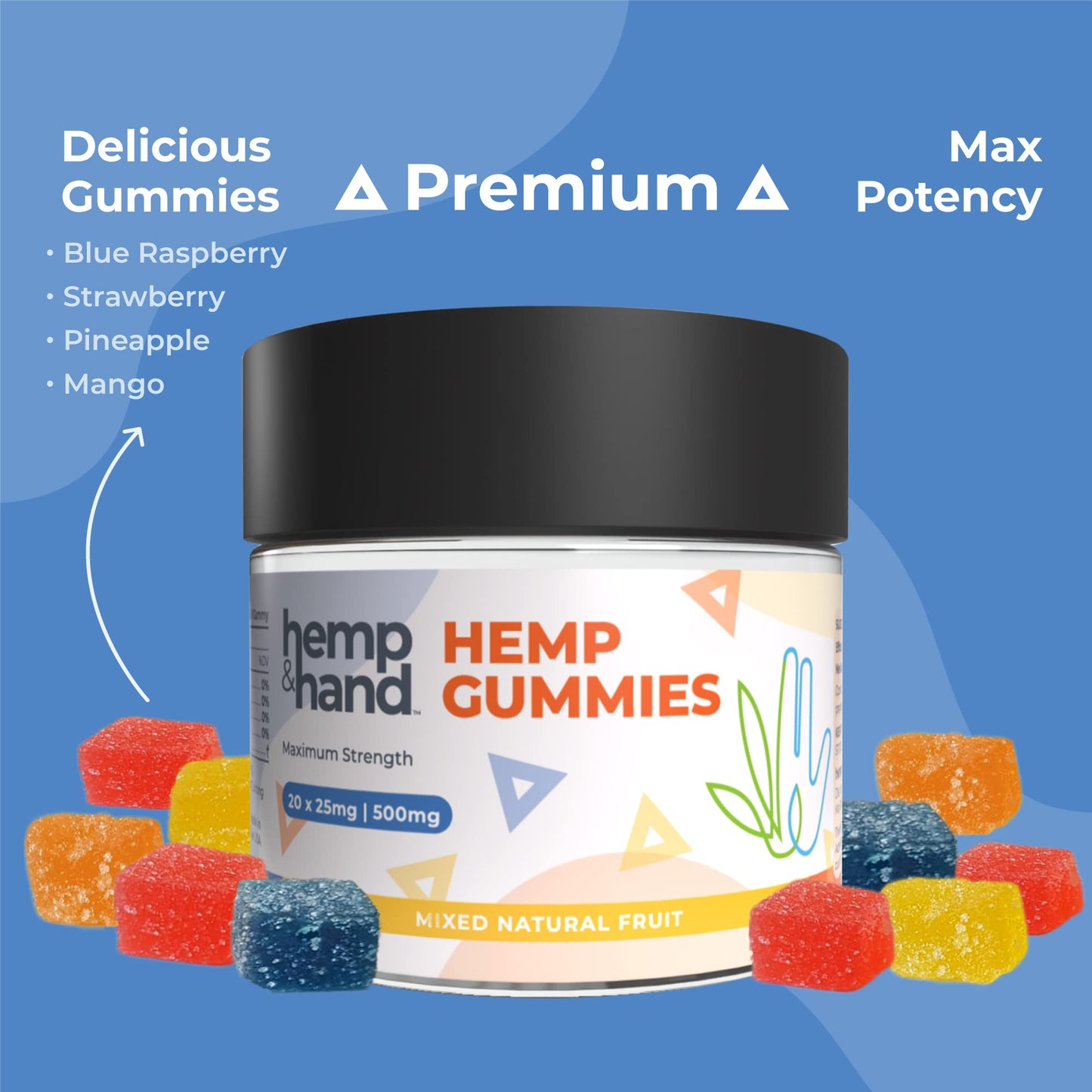 Hemp & Hand Hemp Gummies 500mg, 1200 Count