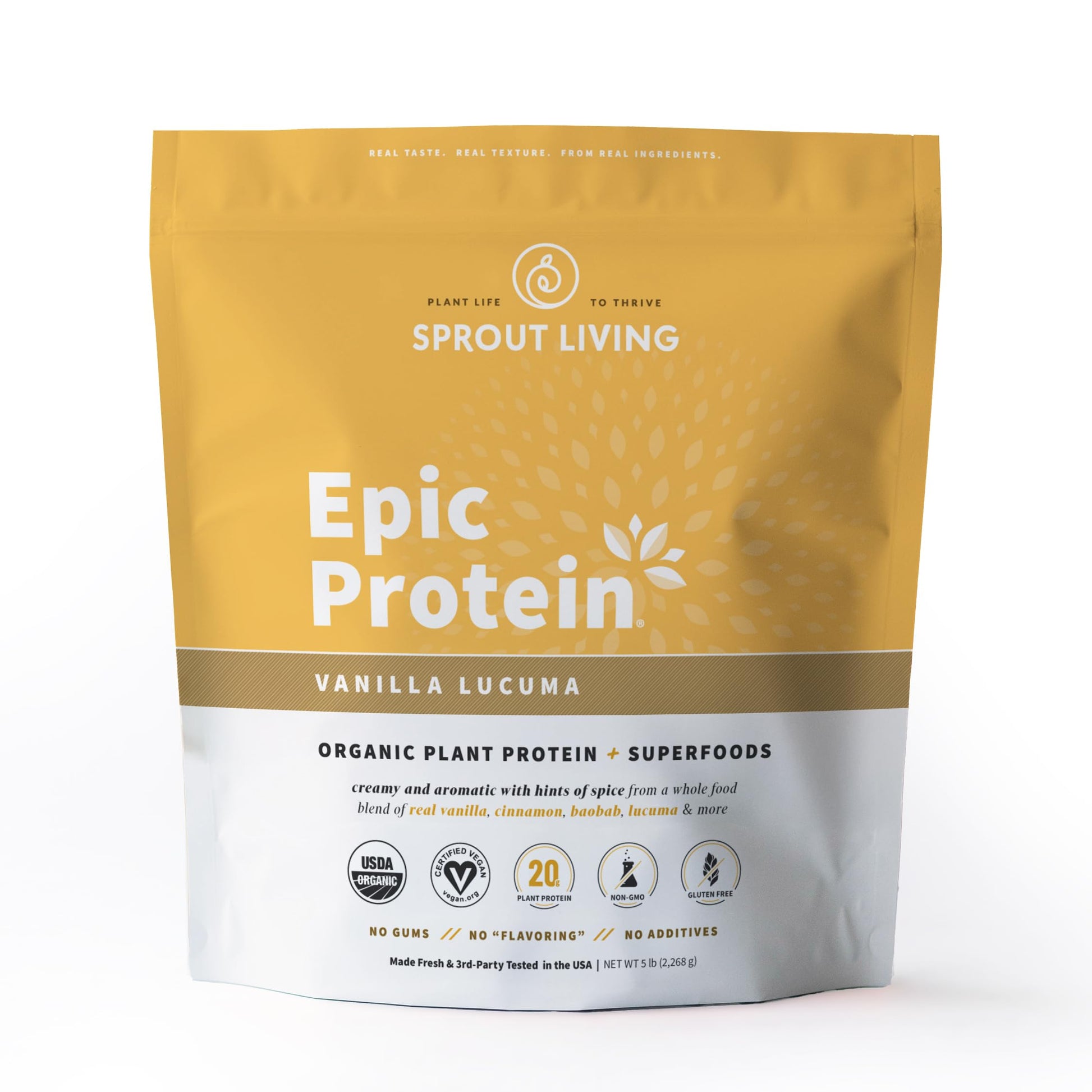 Sprout Living Epic Protein Plant-Based Protein & Superfoods Powder Vanilla Lucuma, 80 Servings
