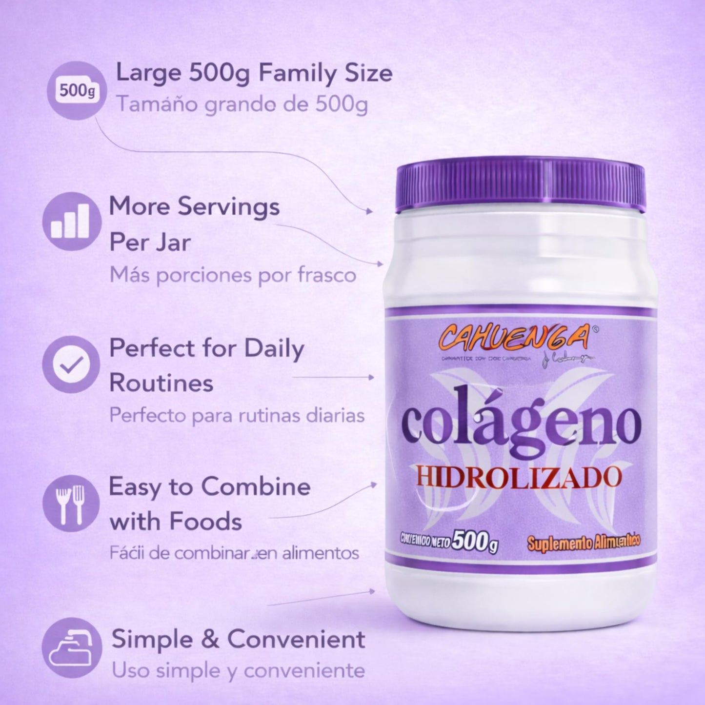 Tu Salud Plus CAHUENGA Hydrolyzed Collagen Powder 500g, 18