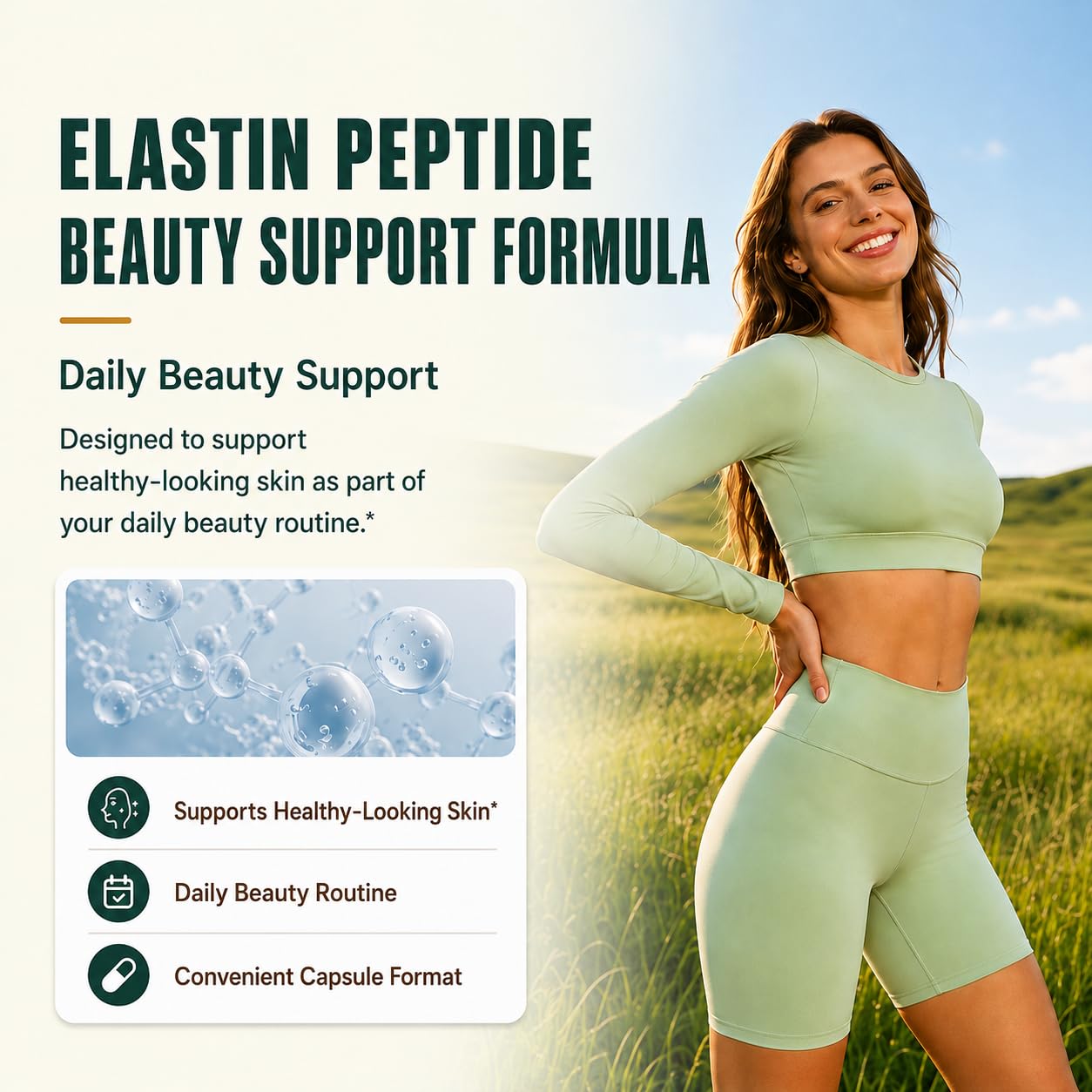 Claranova Elastin Peptides Daily Beauty Support Capsules, 60 Capsules