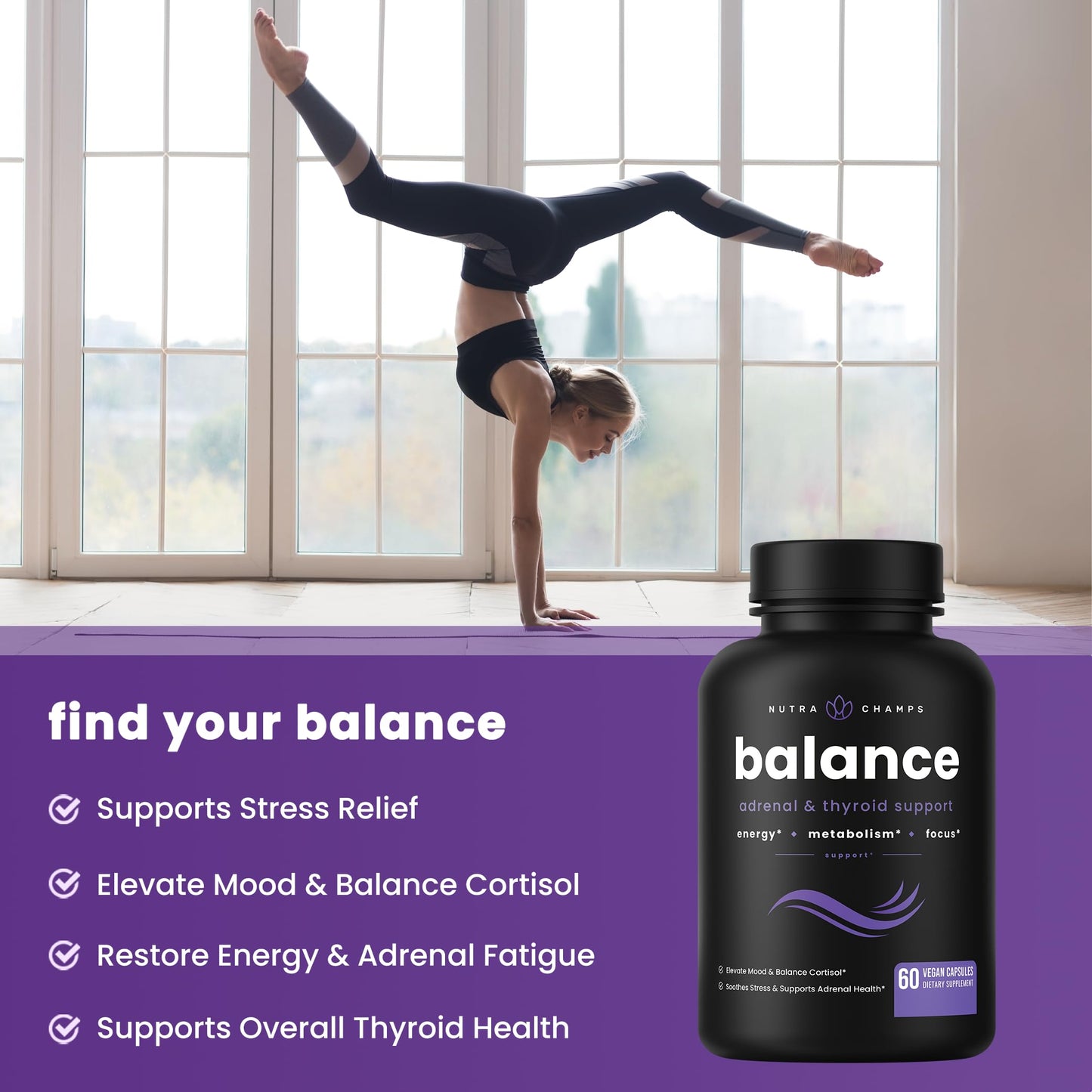 NutraChamps Thyroid Support & Adrenal Support Capsule 60 Count