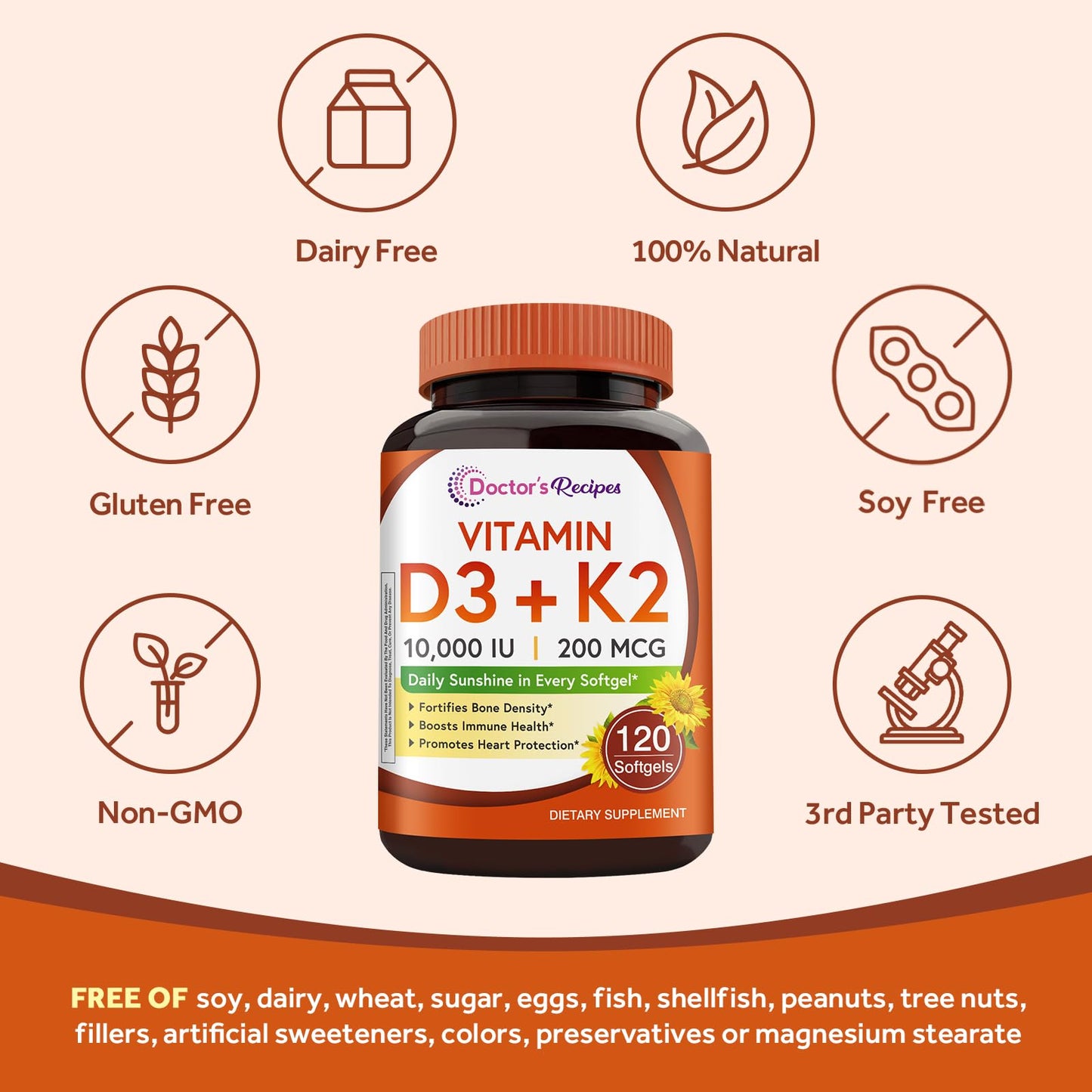Doctor's Recipes Vitamin D3 K2 + Saffron Bundle Softgels & Capsules 240