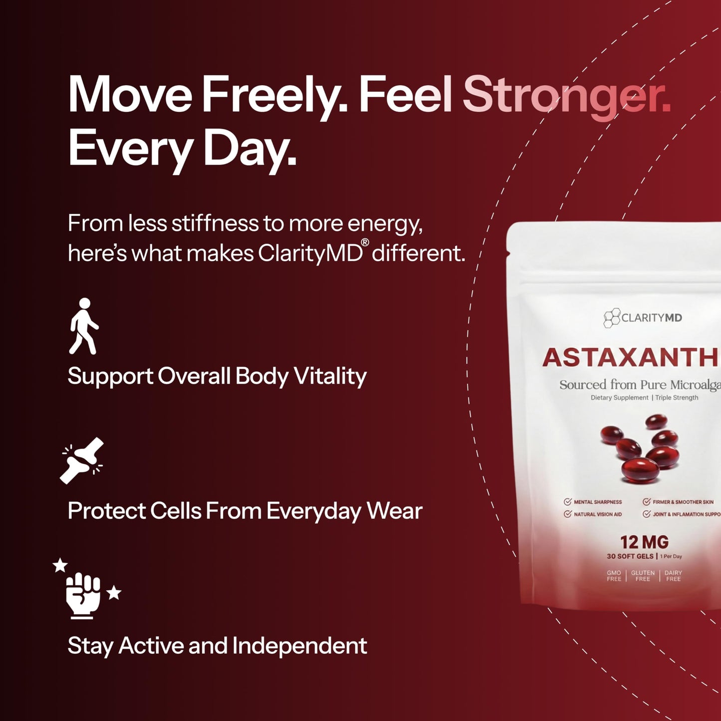 ClarityMD Astaxanthin 12mg Antioxidants Supplement Softgels, 30 Count