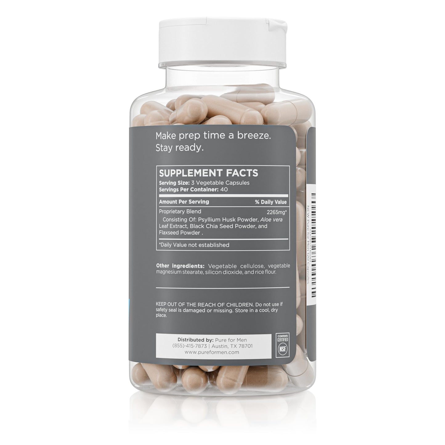 Pure for Men Stay Ready Fiber Supplement Capsules 120