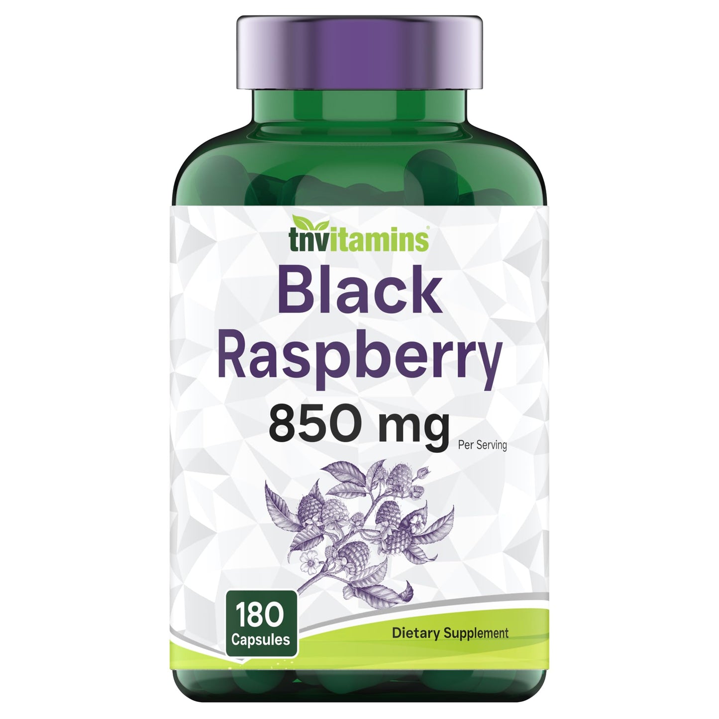 tnvitamins Black Raspberry Capsules 850mg Per Serving, 180 Capsules