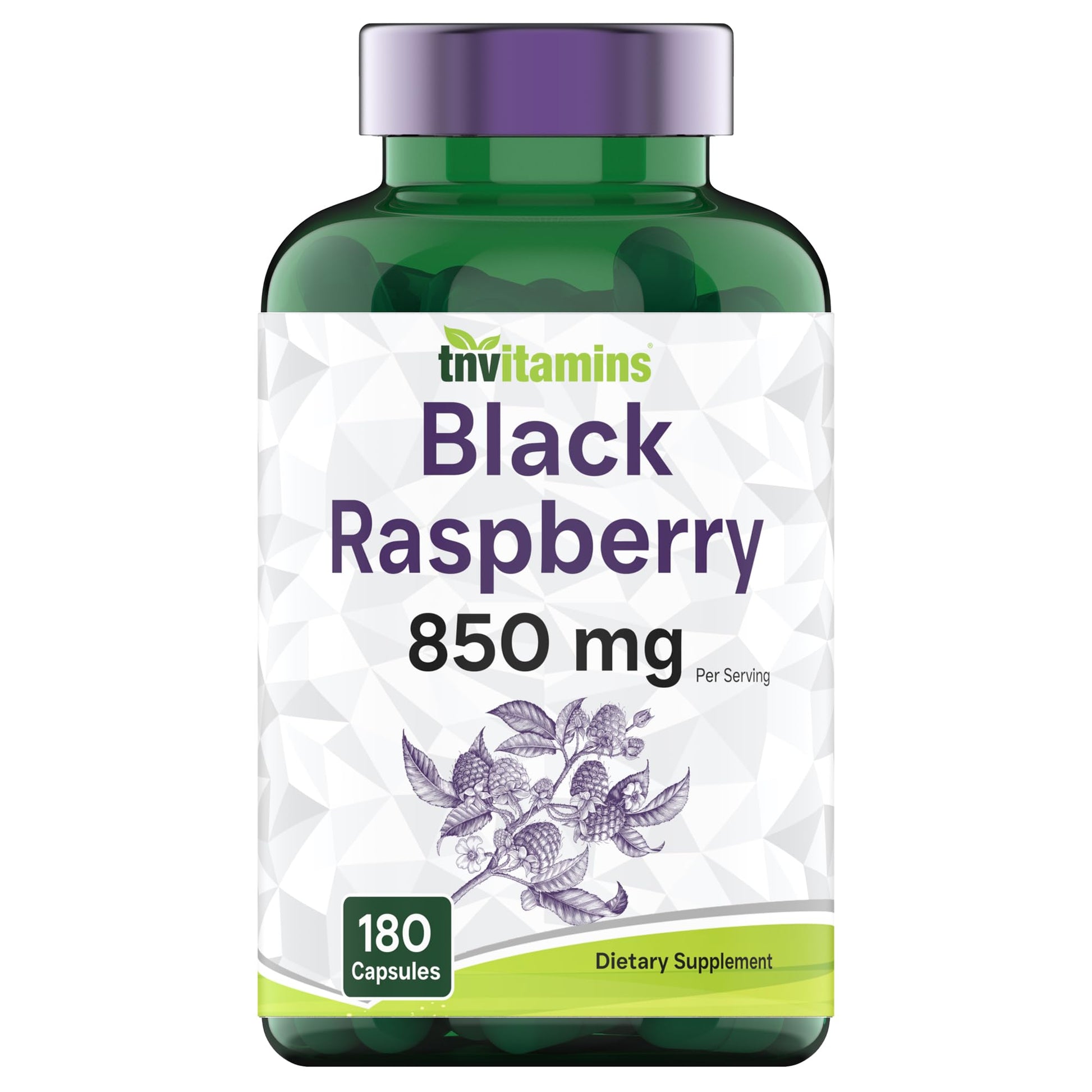 tnvitamins Black Raspberry Capsules 850mg Per Serving, 180 Capsules