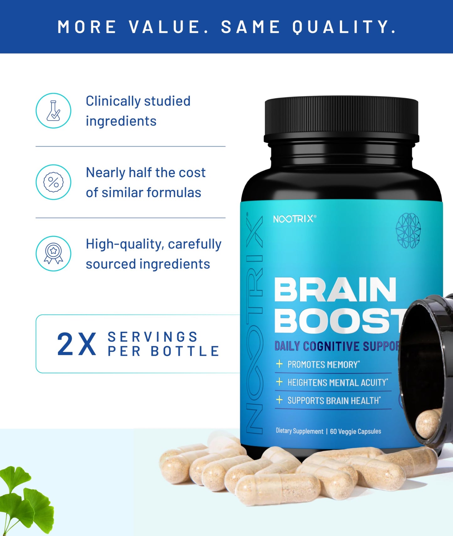 Nootrix Brain Boost Nootropic Supplement 120 Capsules
