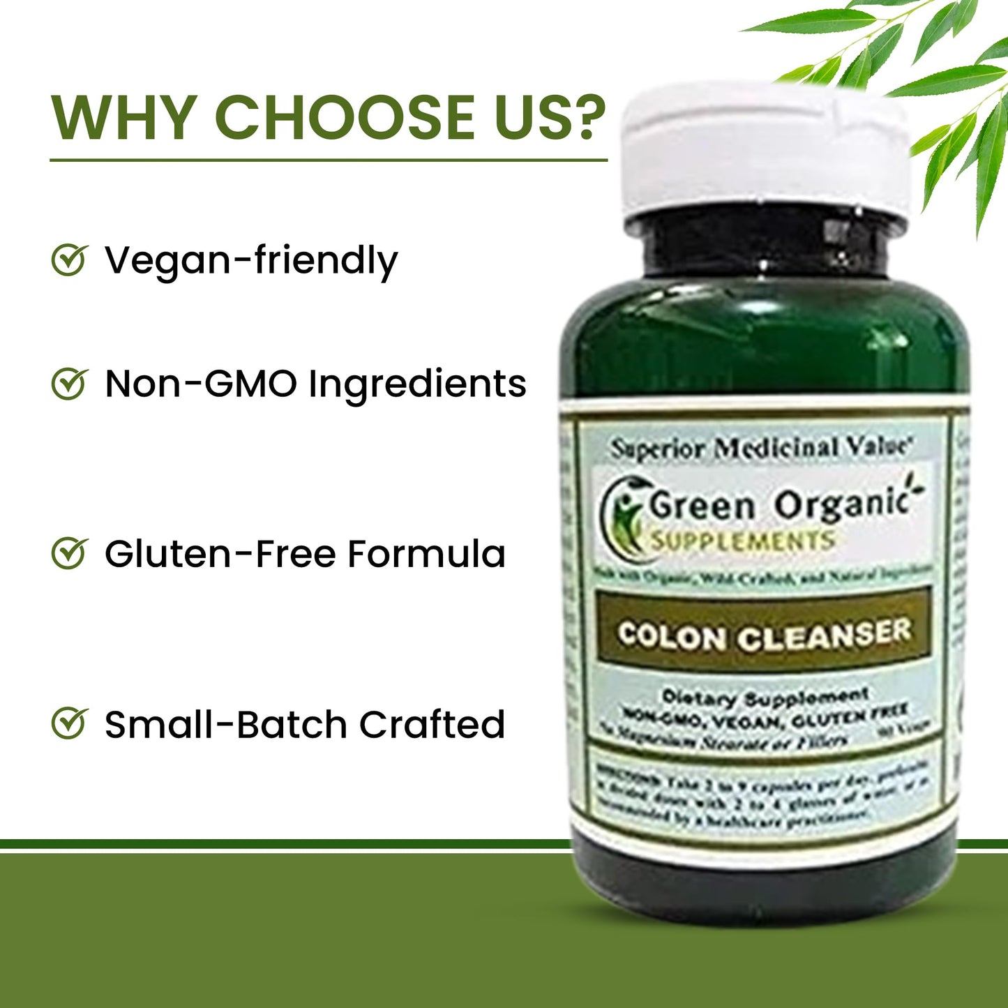 Green Organic Supplements Colon Cleanser 90 Capsules
