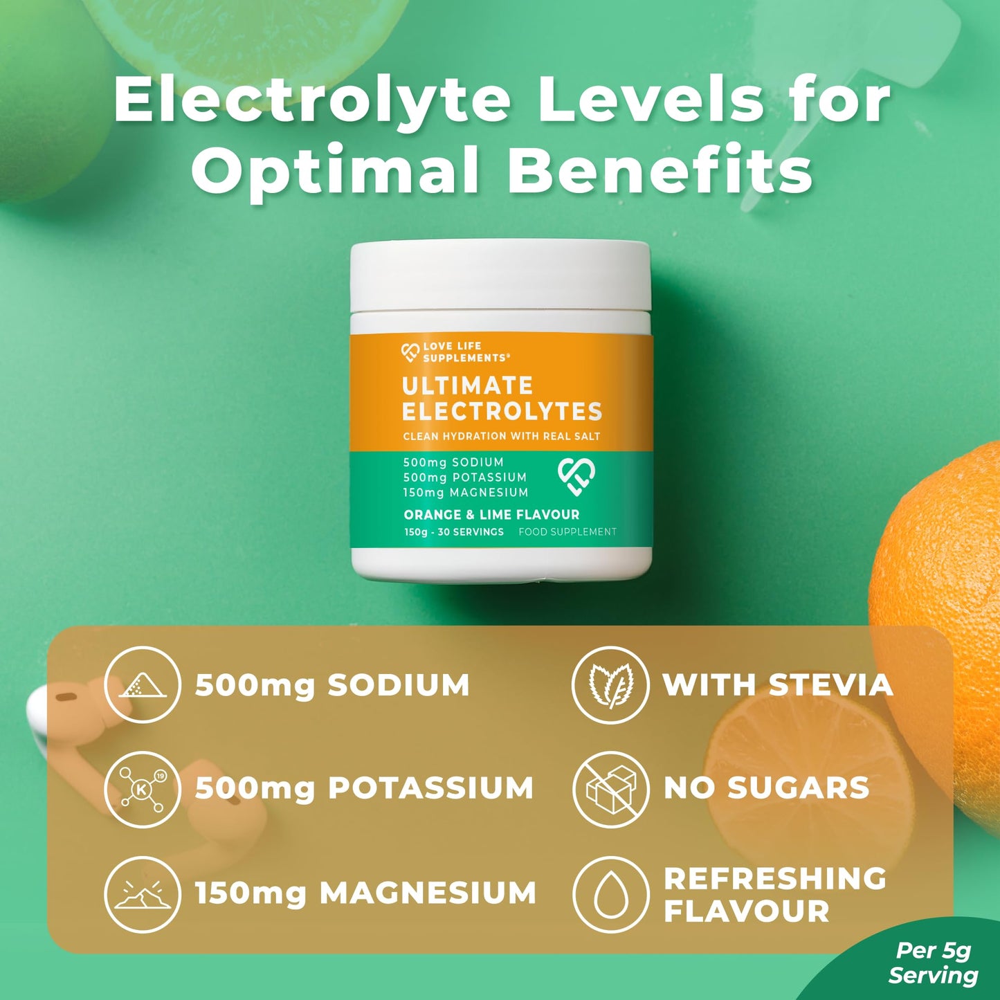 Love Life Supplements Ultimate Electrolytes Powder, 5.3 Ounce, 30 Servings
