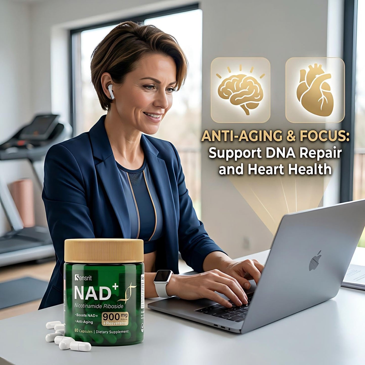 Sensrit NAD+ Supplement 1800mg with Trans-Resveratrol 400mg, 120 Capsules