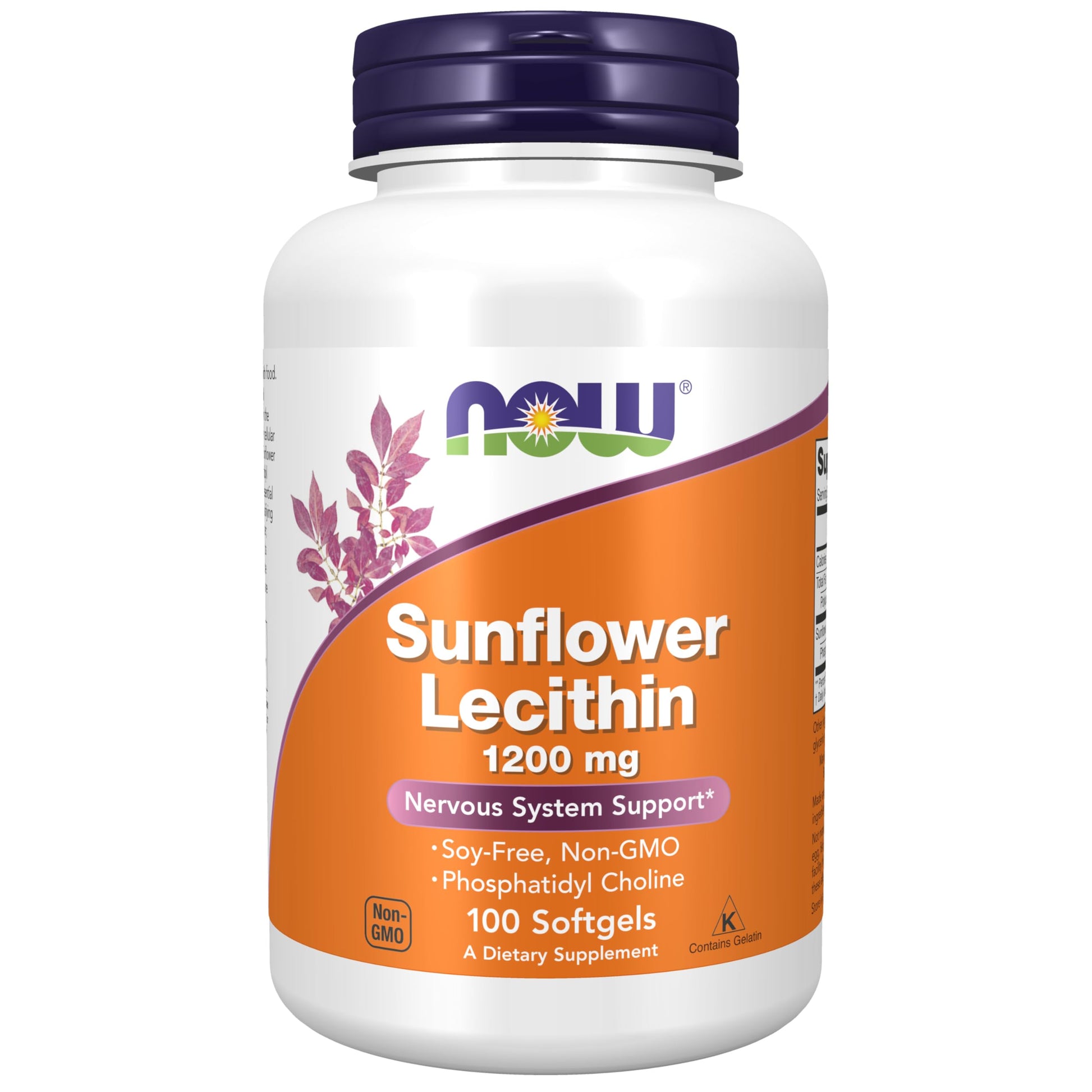 NOW Foods Sunflower Lecithin 1200 mg with Phosphatidyl Choline Softgels, 100 Count