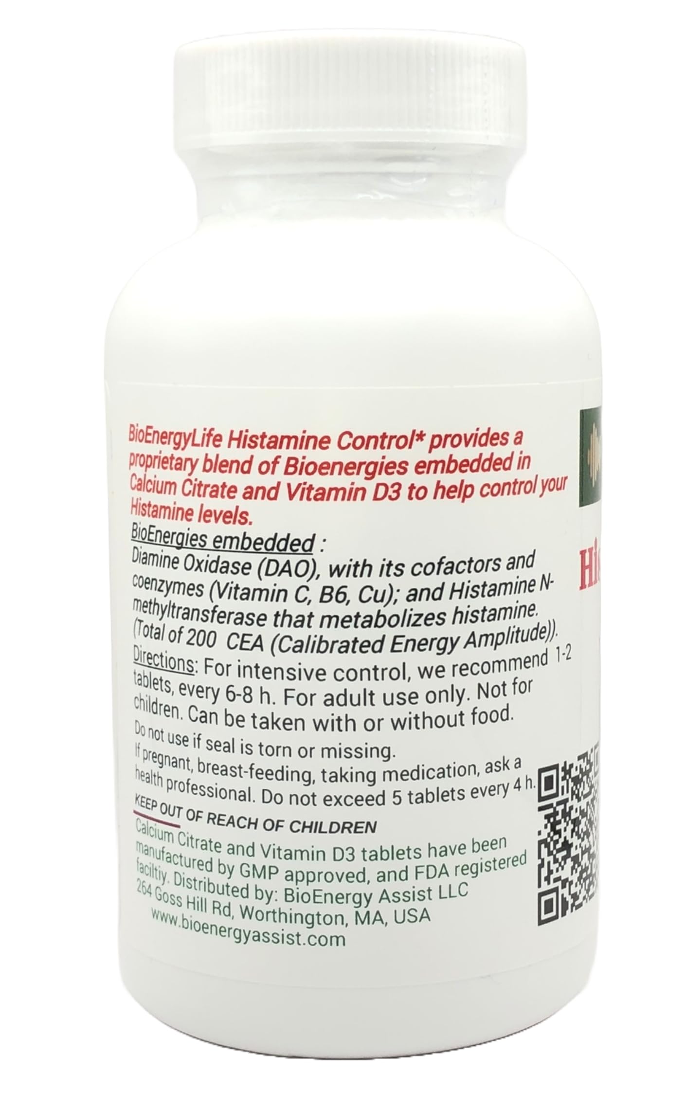 BioEnergyLife Histamine Control with Natural Energies Tablet, 120 Tablets