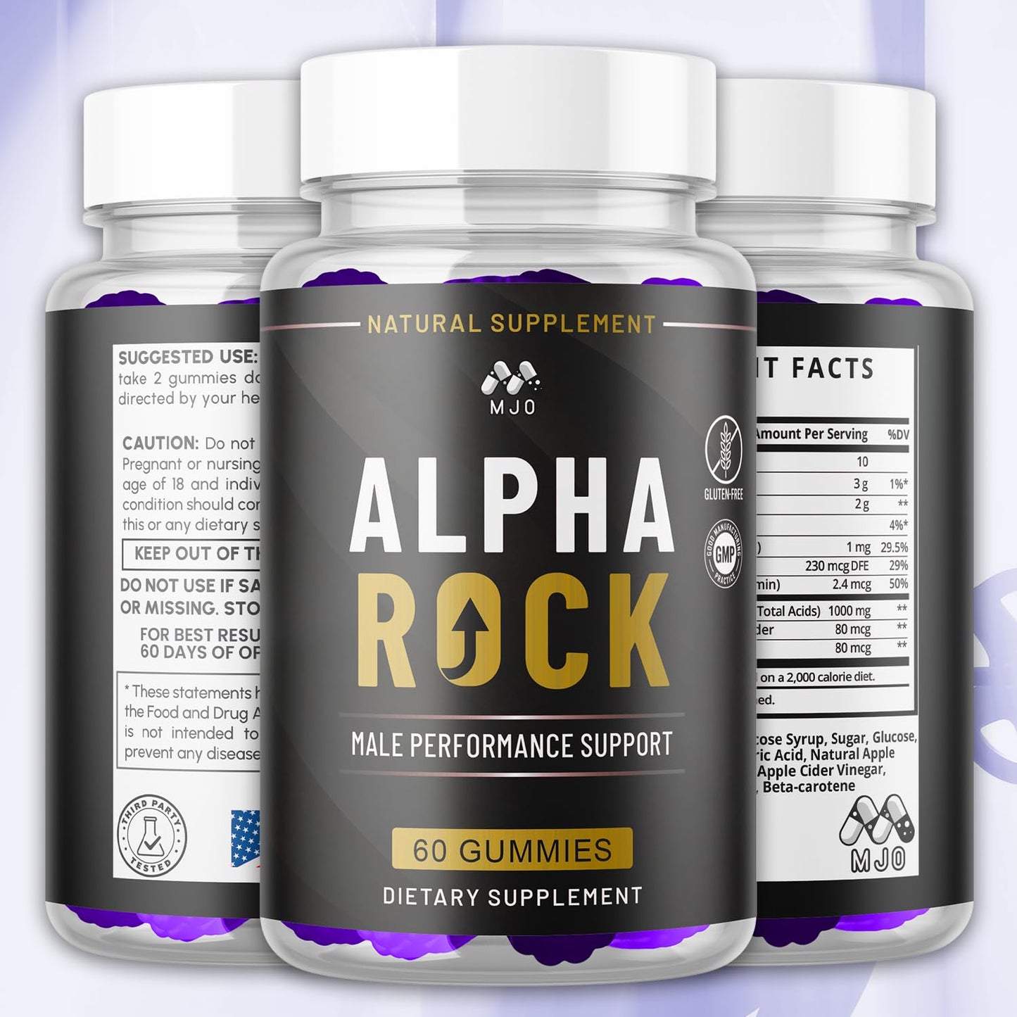 MJO Alpha Rock Gummies for Men Chewable 60 Count
