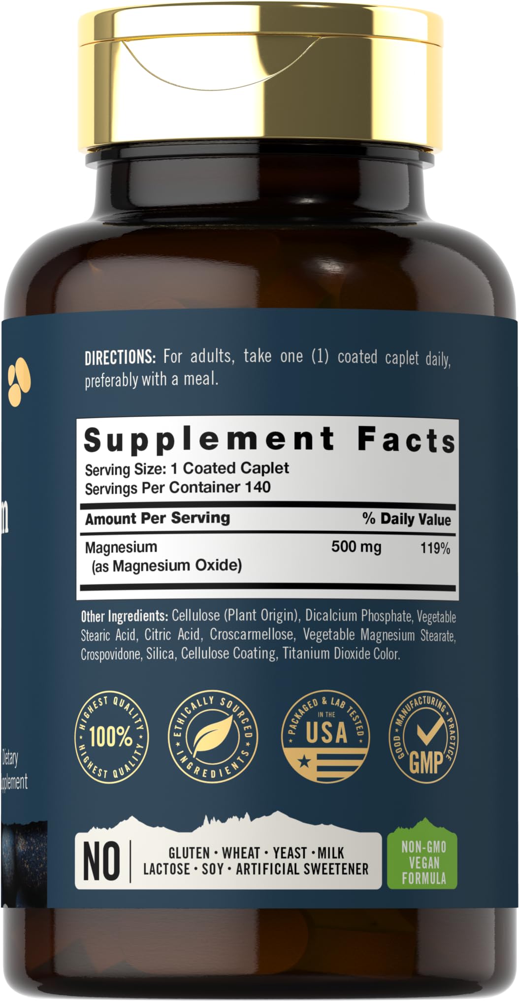 Tahoe Nutritionals Magnesium 500mg Caplets 140 Count
