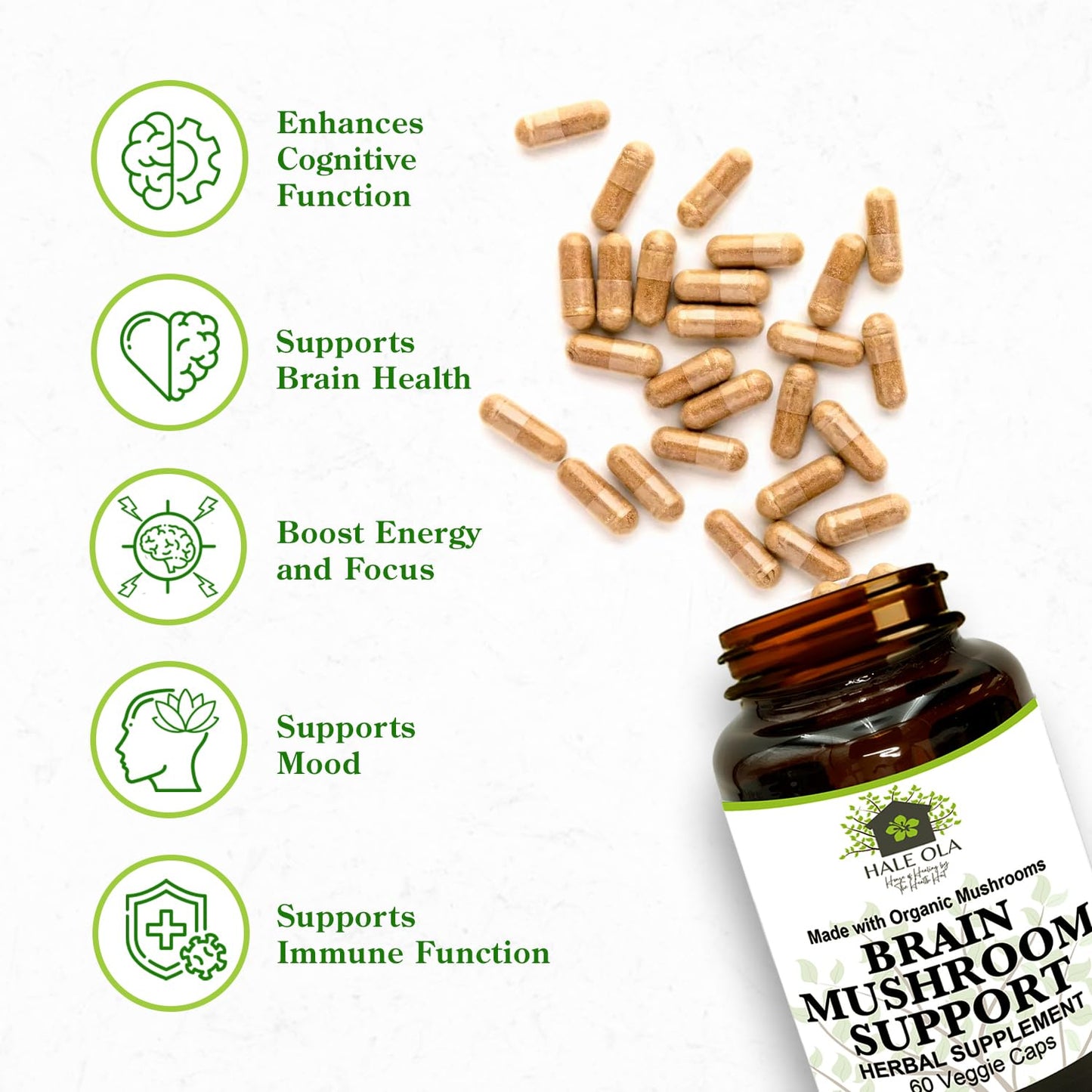 Hale Ola Brain Mushroom Support Capsule 60 Capsules