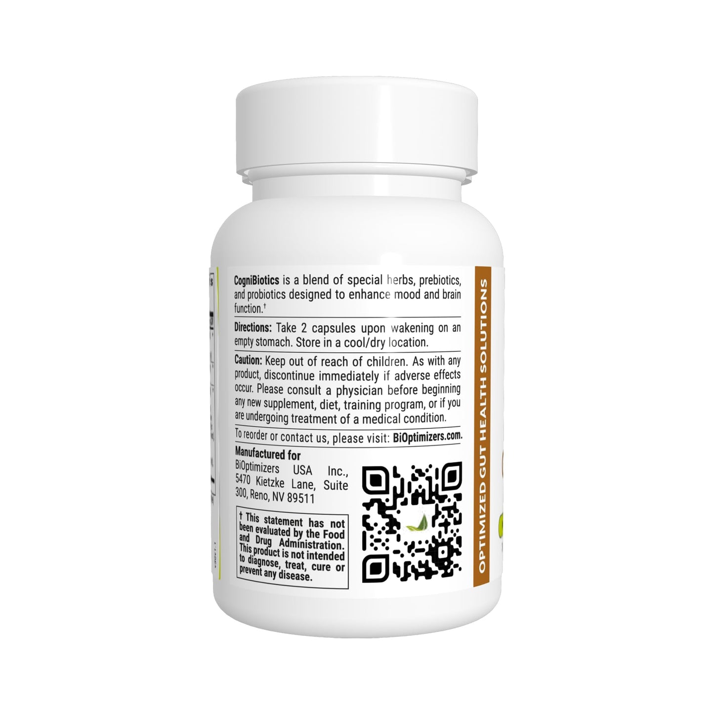 BIOptimizers Cognibiotics Probiotic Brain Supplement Capsules, 30 Count