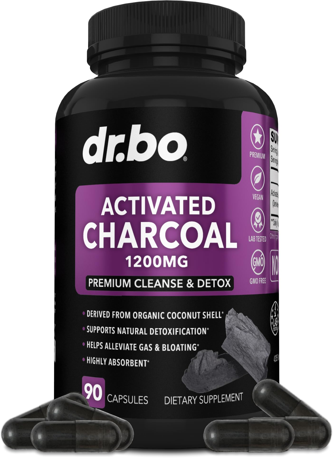 DR. BO Activated Charcoal Capsules 90 Count