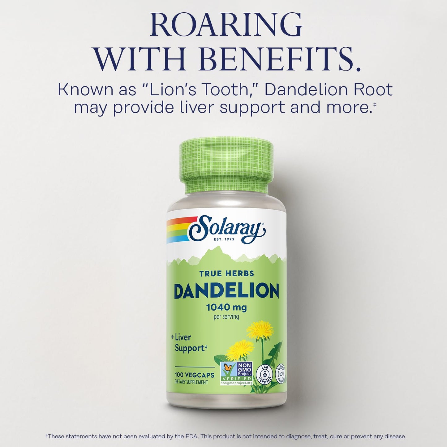 SOLARAY Dandelion Root Supplement Capsules 100 VegCaps
