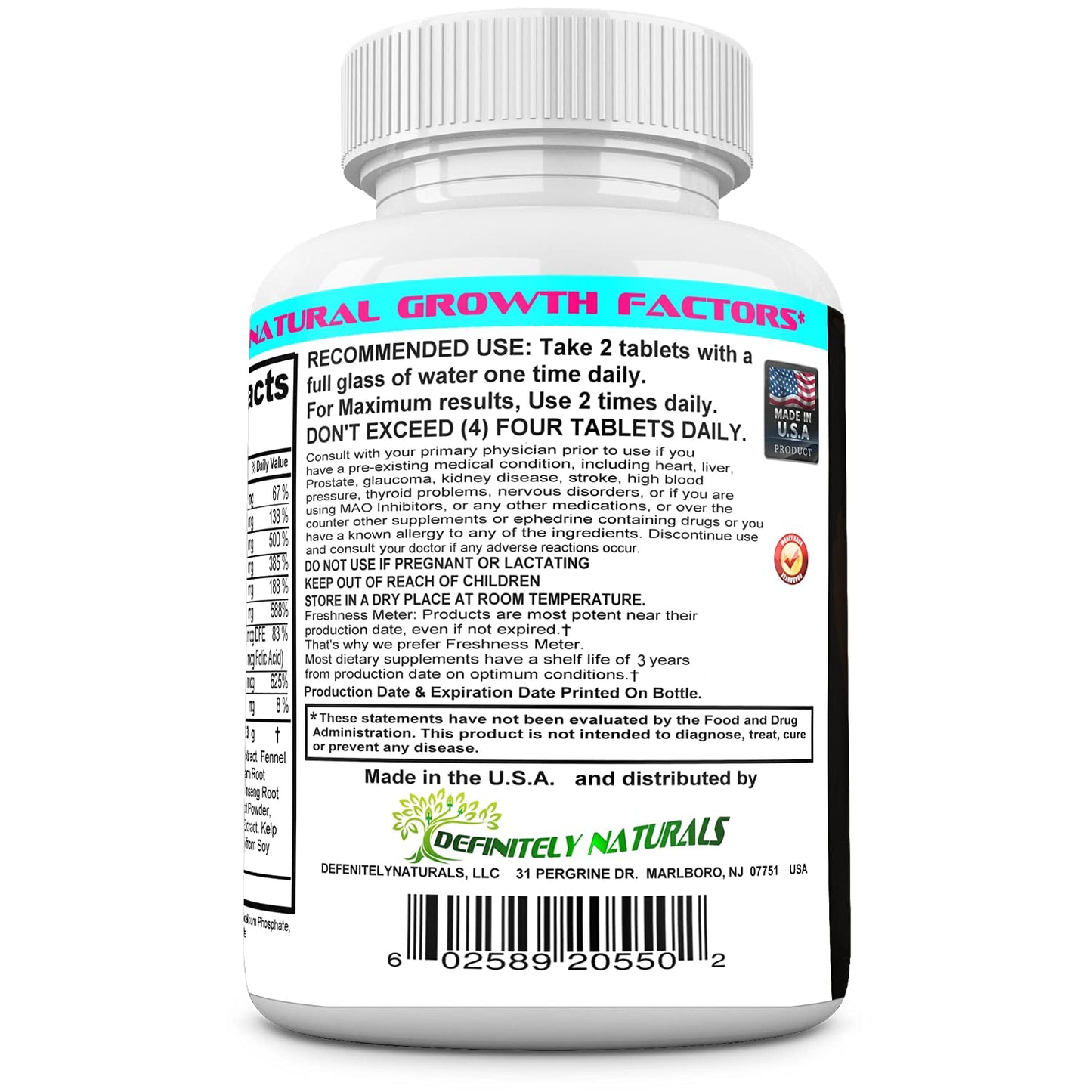 DEFENITELYNATURALS Fuller Curves Butt and Bust Enlargement Pills Tablets, 60 Count