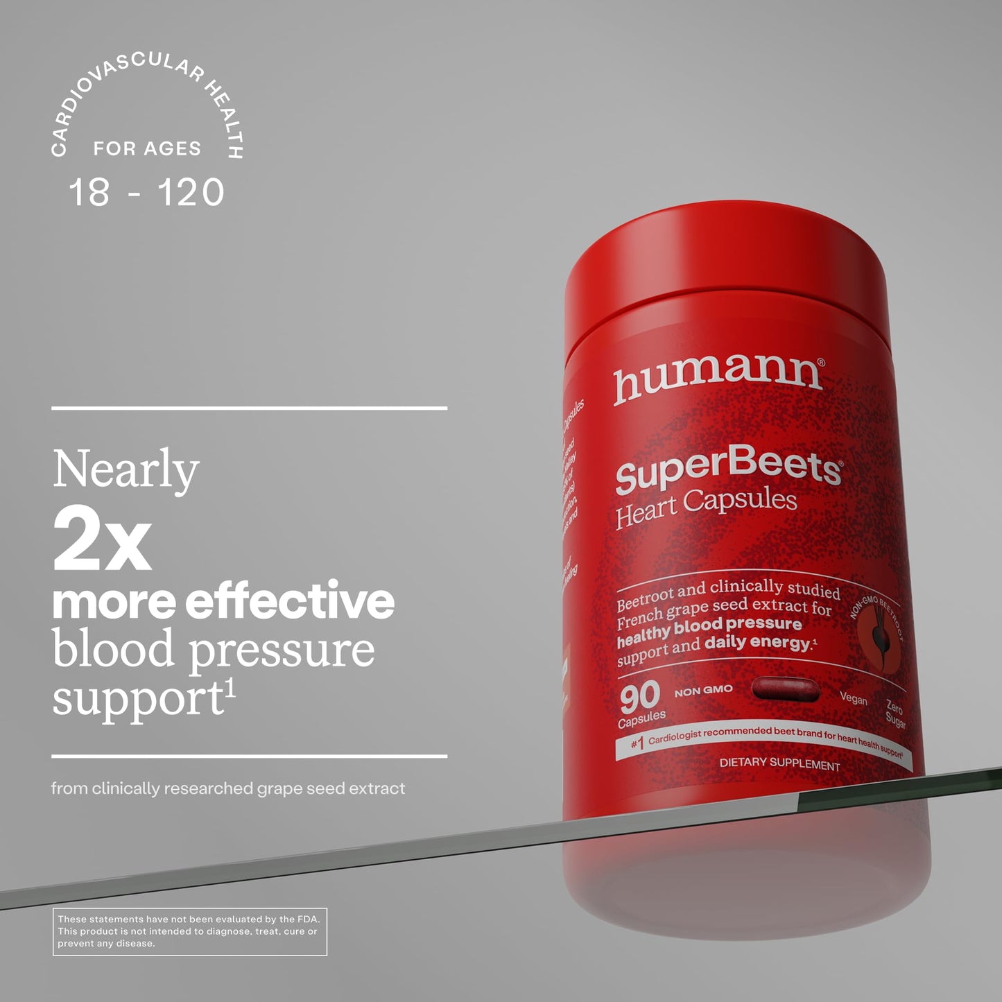 Humann SuperBeets Beet Root Capsules Quick Release 1000mg, 90 Capsules