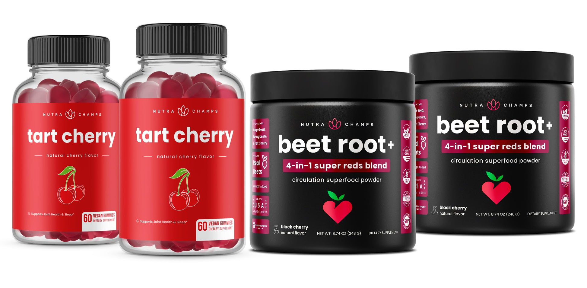NutraChamps Tart Cherry Gummies & Beet Root Powder Gummy, 2