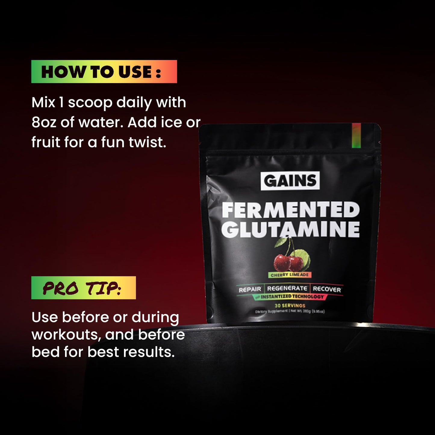 Gains in Bulk L-Glutamine Powder 9.95 oz 30 Servings