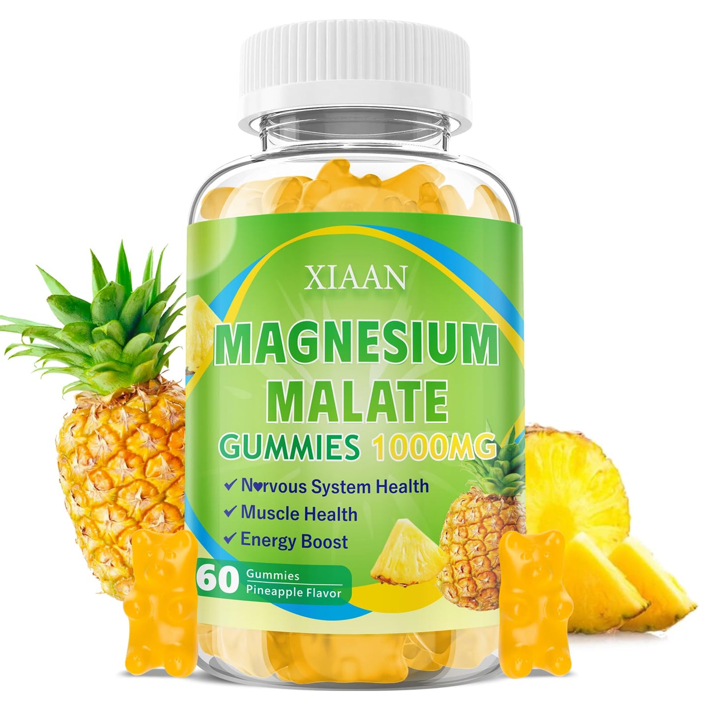 XIAAN Magnesium Malate Gummies 1000mg, 60 Count