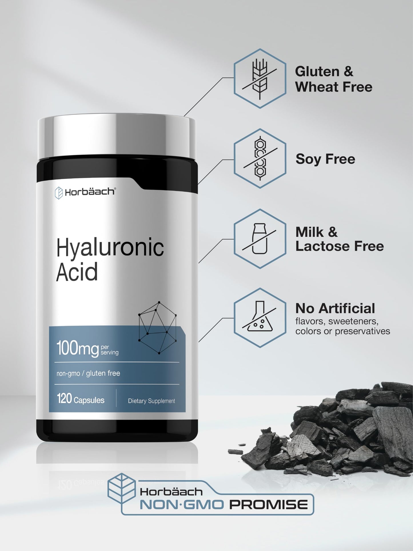 Horbäach Hyaluronic Acid Supplement 100mg Capsule, 120 Count