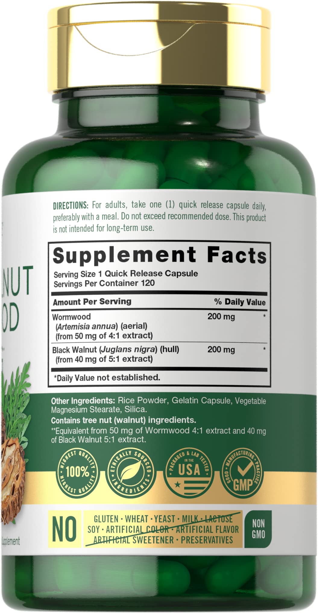 Carlyle Wormwood Black Walnut Capsules 120 Count