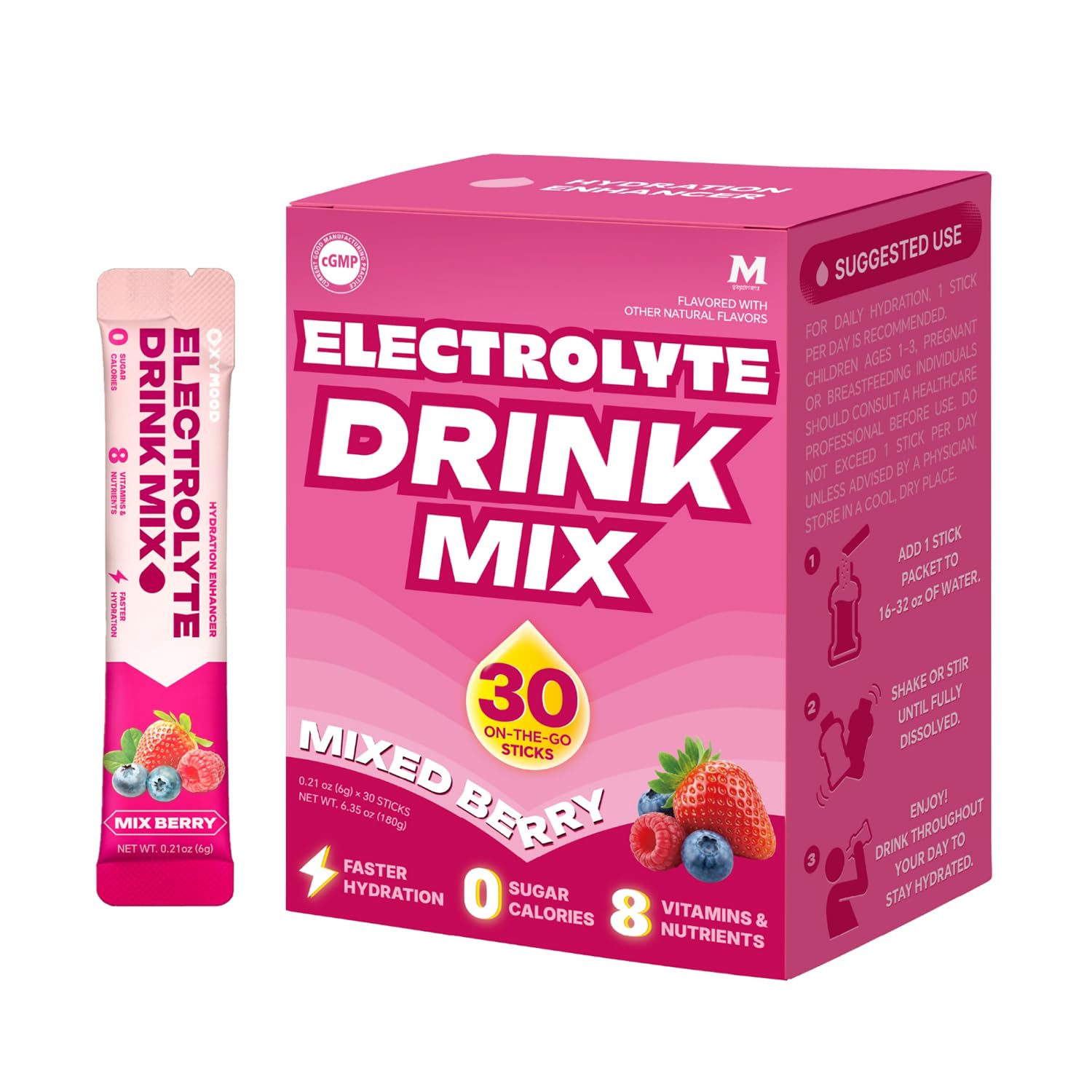 Mynzevirix High Sodium Sugar Free Electrolyte Packets Berry Mix Flavors Powder 6.35