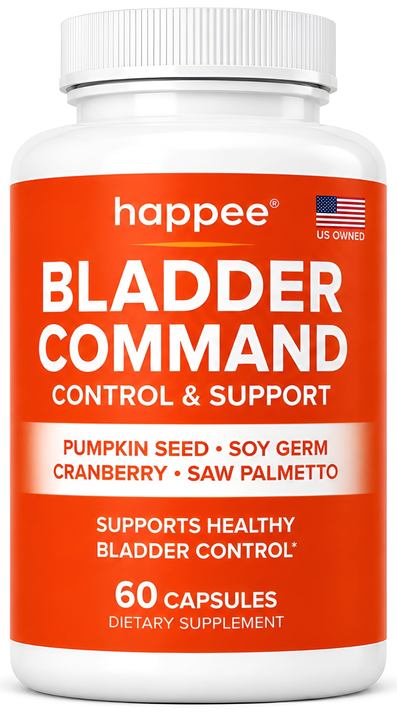 Happee Bladder Control Supplement for Women & Men 1,220mg Urinary Support, 60 Capsules