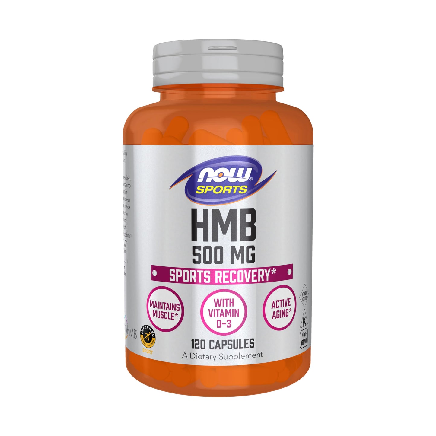 NOW Foods HMB (β-Hydroxy β-Methylbutyrate) 500 mg, Sports Recovery Capsules, 120 Count
