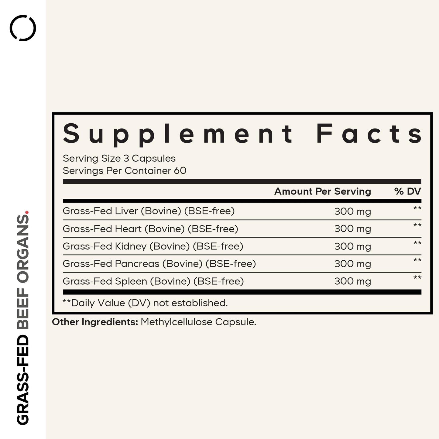 Codeage Beef Organs Liver Heart Kidney Capsules, 180 Count