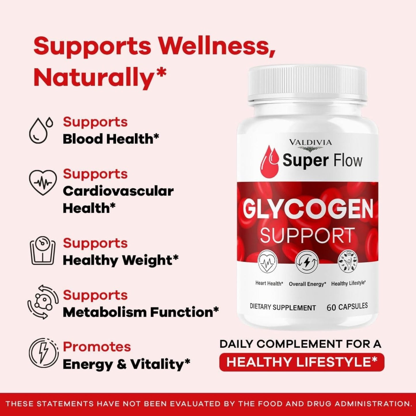 Valdivia Super Flow Glycogen Capsules, 60 Capsules (2 Pack)
