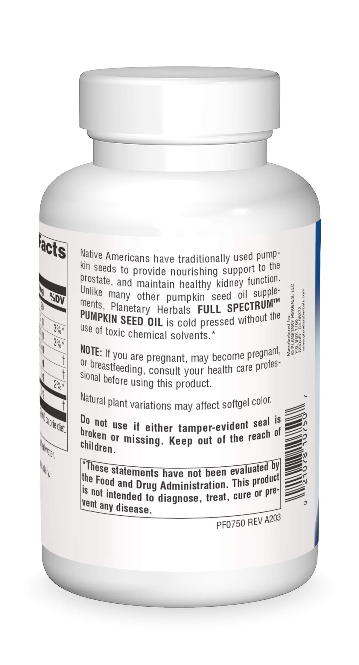 Planetary Herbals Full Spectrum Pumpkin Seed Oil Softgels 180 Count