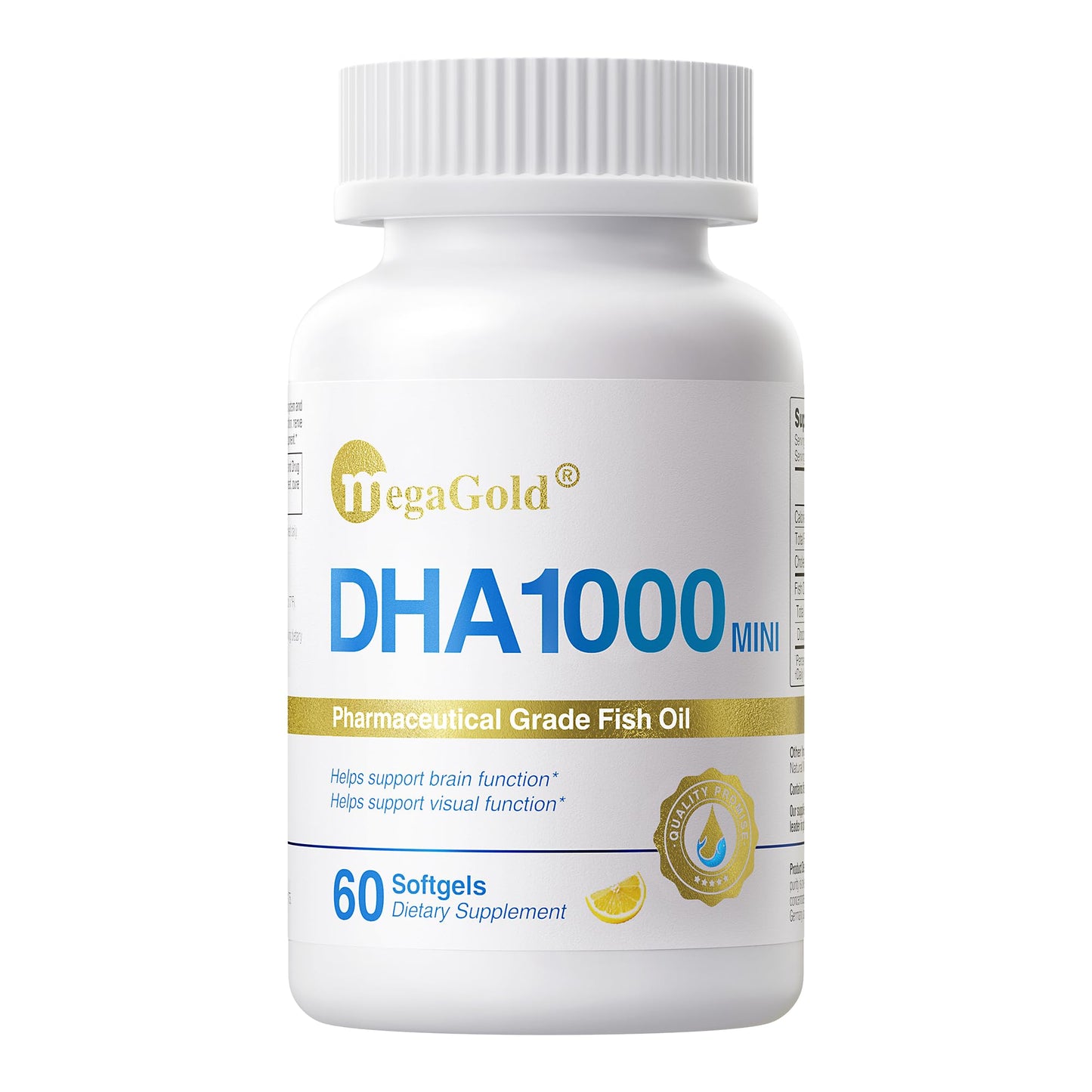 MegaGold DHA 1000mg Fish Oil Mini Softgels, 60 Count