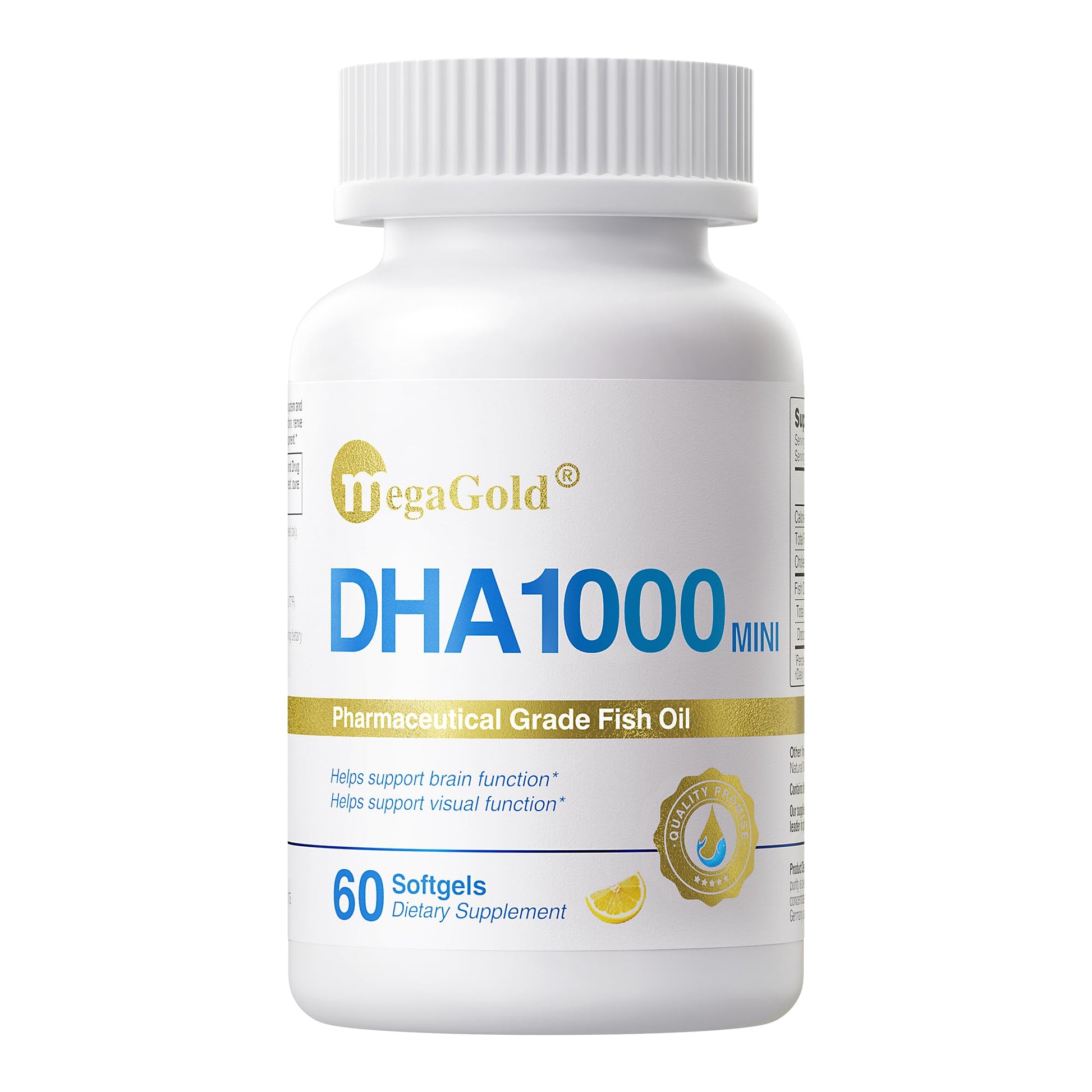 MegaGold DHA 1000mg Fish Oil Mini Softgels, 60 Count