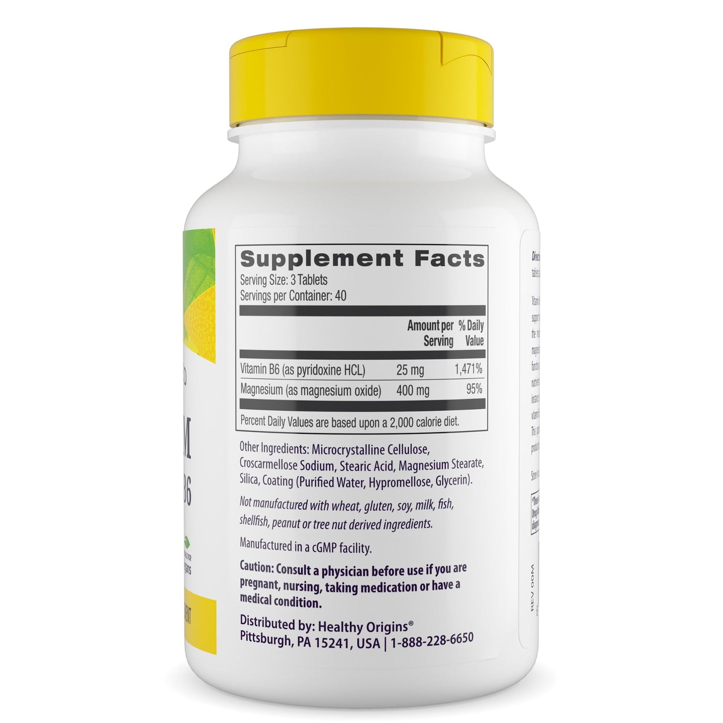 Healthy Origins Magnesium with Vitamin B6 Tablet, 120 Count