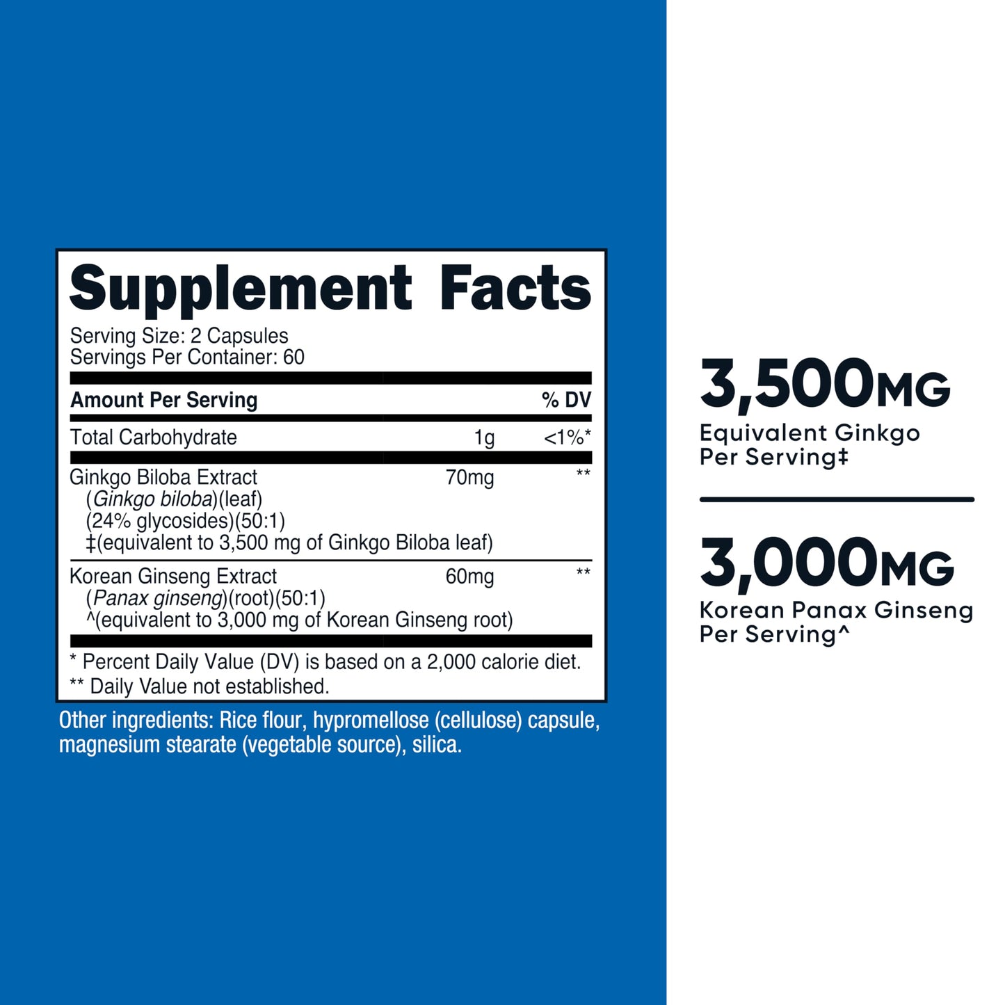 Nutricost Ginkgo + Ginseng Supplement 120 Capsules
